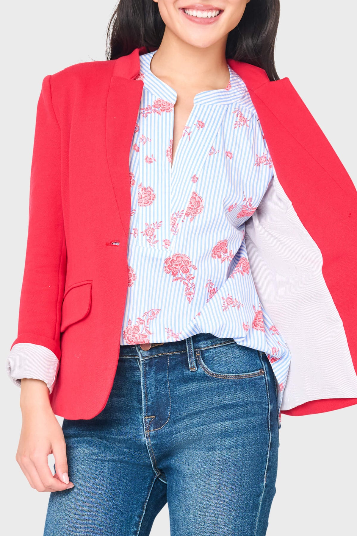 NYDJ Notch Collar Blazer in Red Lipstick by Gibsonlook  - Notch Collar Blazer in Red Lipstick by Gibsonlook