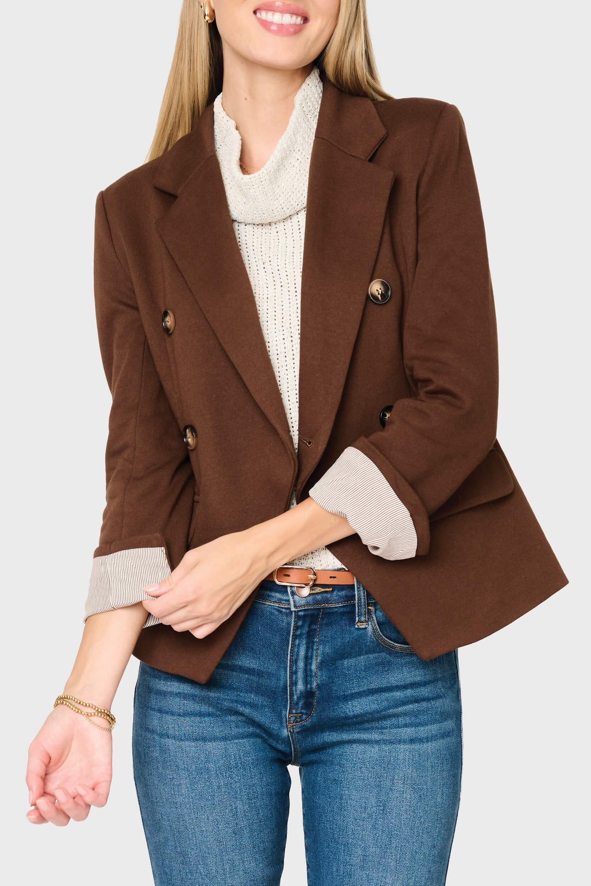 NYDJ Double Breasted Blazer in Tuscan Saddle by Gibsonlook  - Double Breasted Blazer in Tuscan Saddle by Gibsonlook