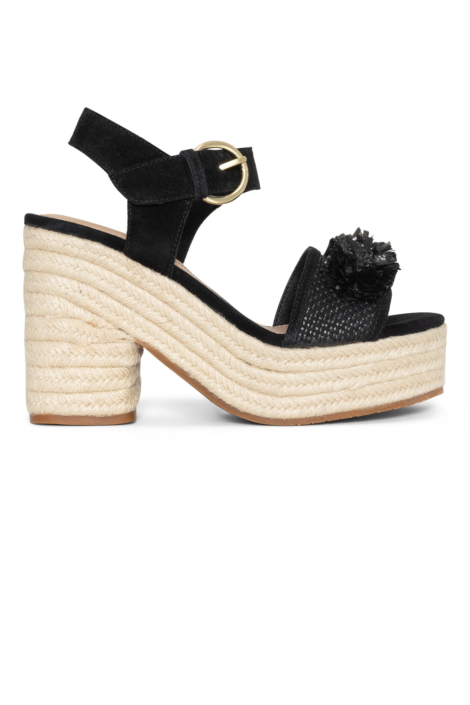 NYDJ Houston Platform Sandals In Suede And Raffia - Black