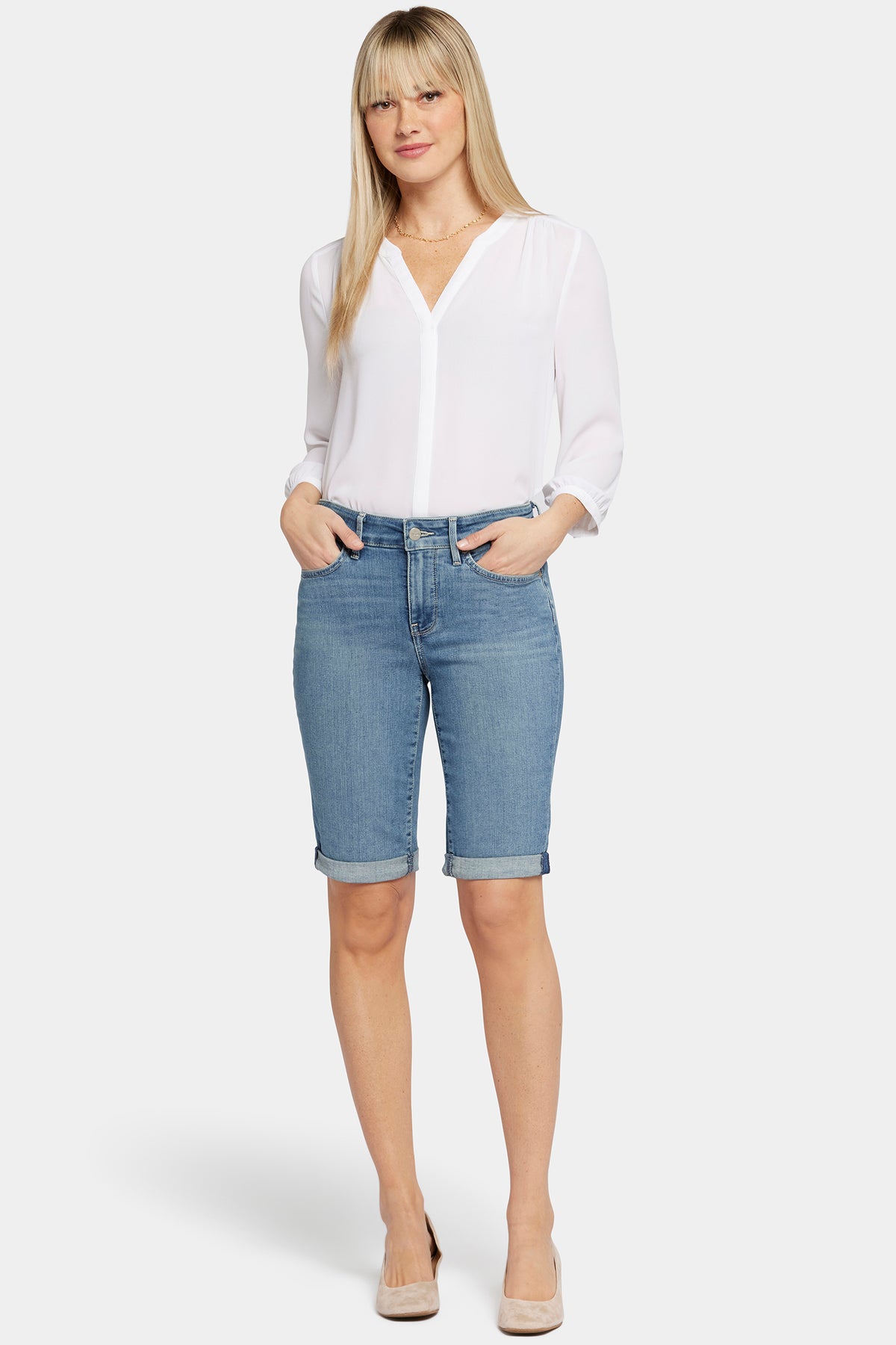 NYDJ Briella 11 Inch Denim Shorts With Roll Cuffs - Heyburn Wash