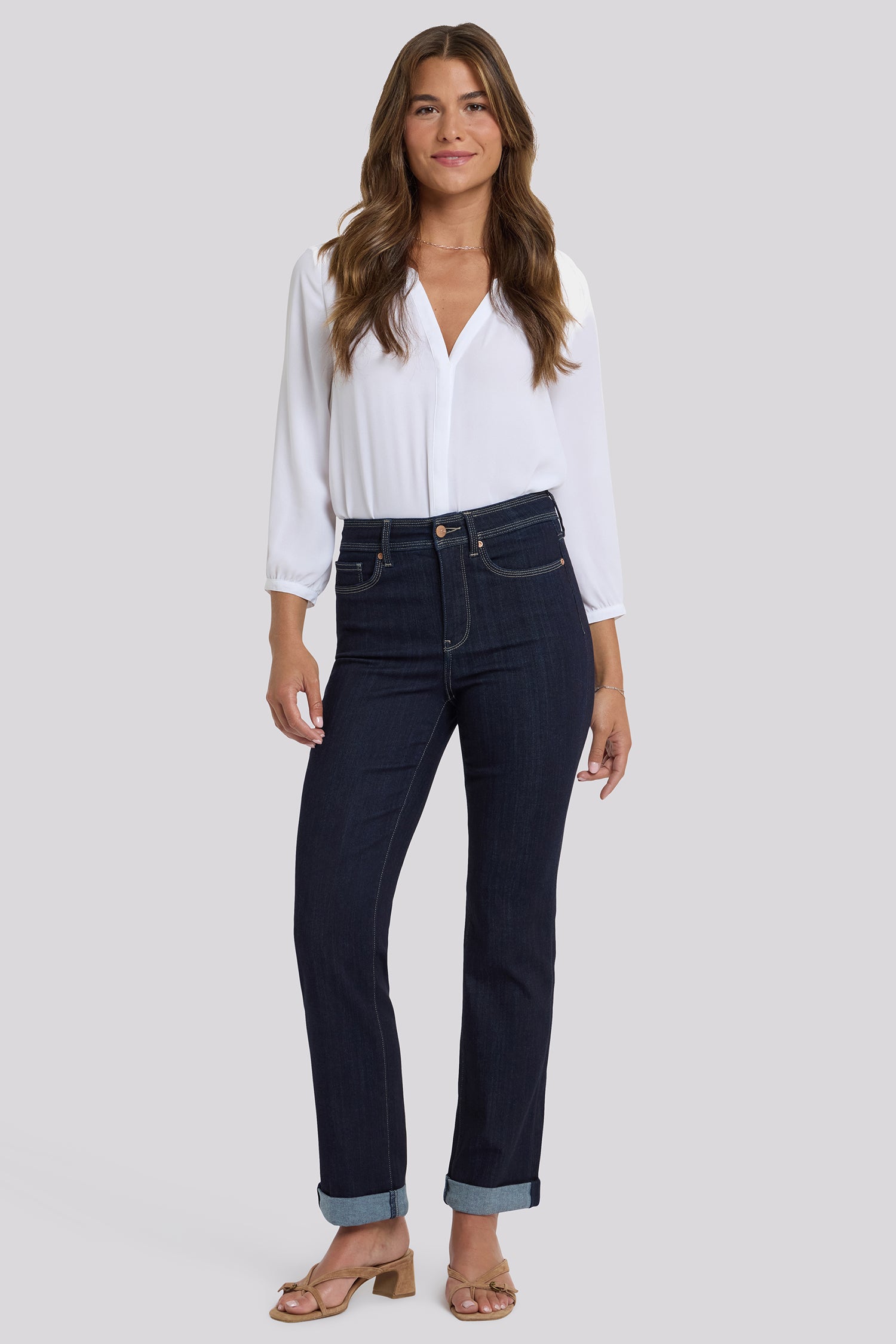 NYDJ Marilyn Straight Jeans In Sure Stretch® Denim With High Rise And Triple Stitching - Morning Tides