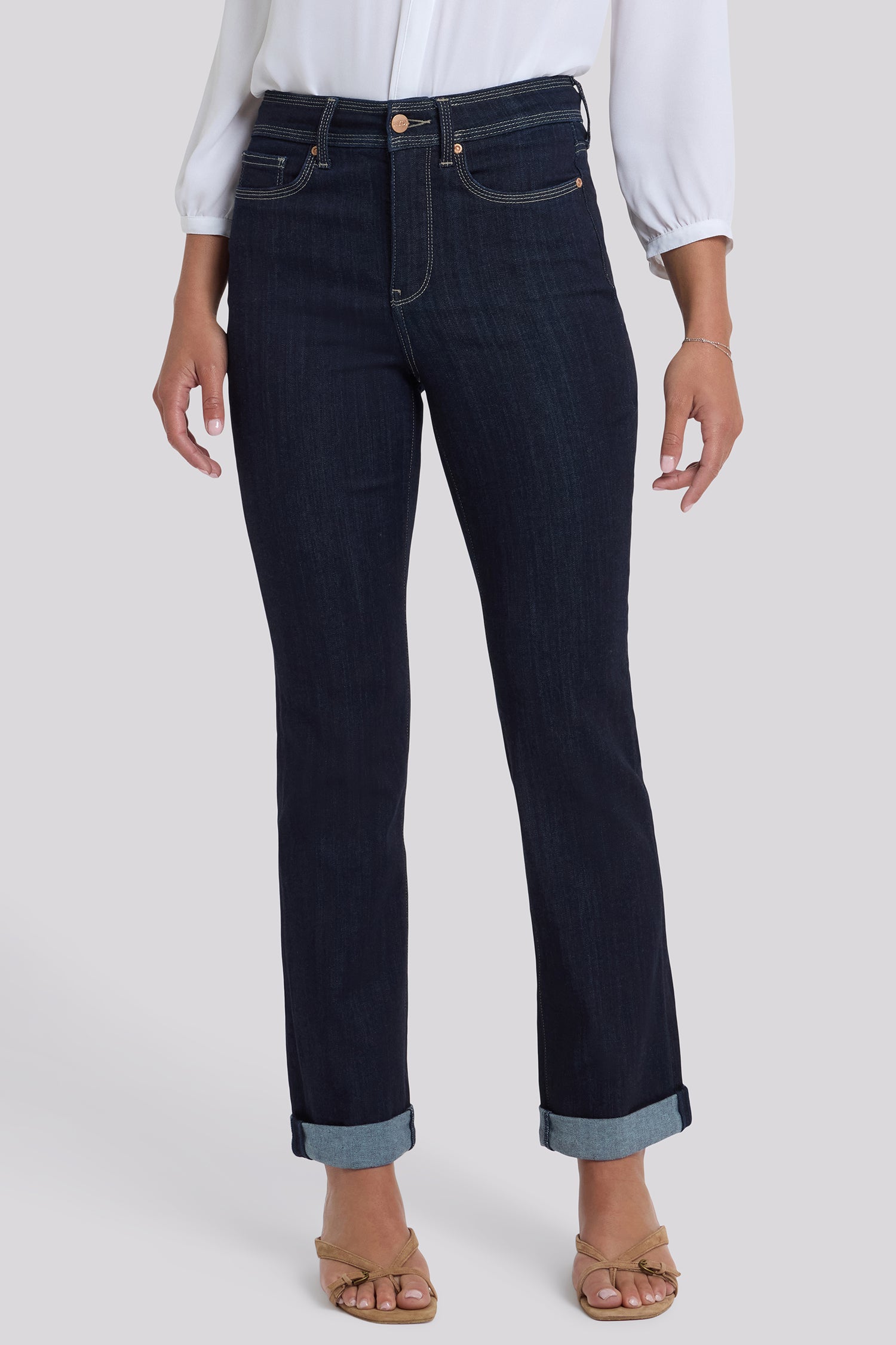 NYDJ Marilyn Straight Jeans In Sure Stretch® Denim With High Rise And Triple Stitching - Morning Tides