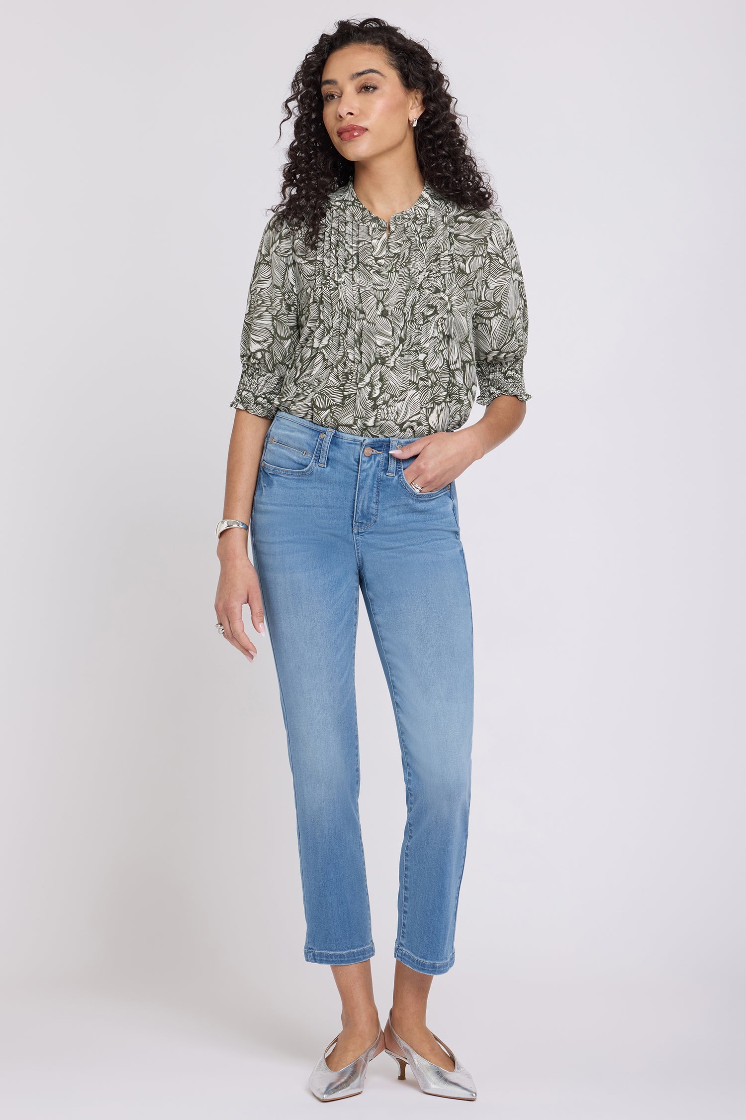 NYDJ Sheri Slim Straight Ankle Jeans In Sure Stretch® Denim With Top Waist Binding - Vista Lakes