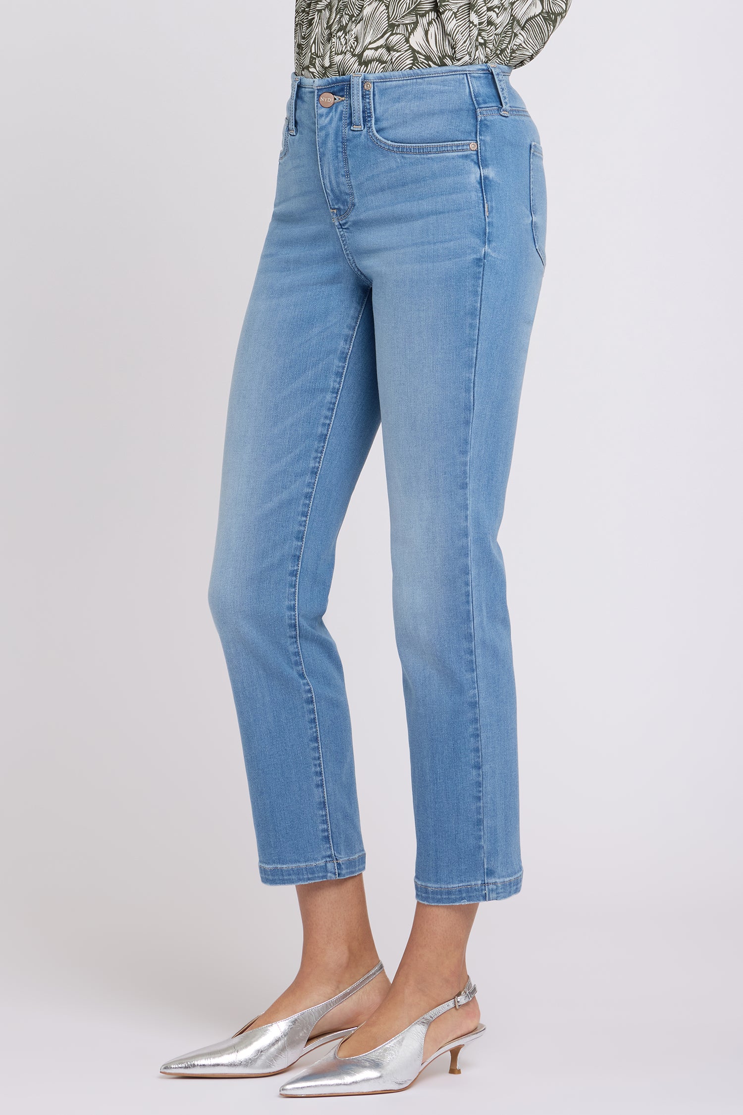 NYDJ Sheri Slim Straight Ankle Jeans In Sure Stretch® Denim With Top Waist Binding - Vista Lakes