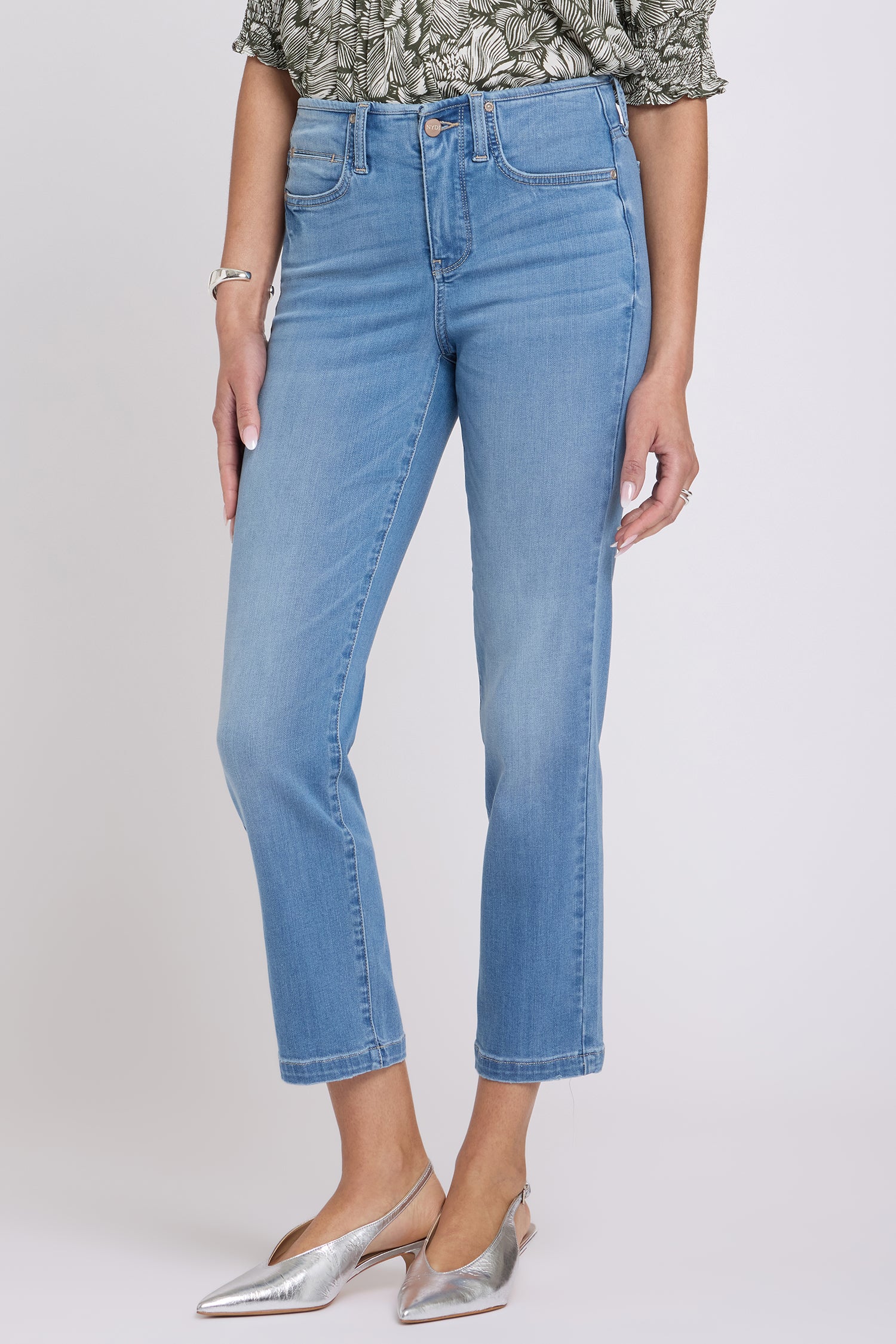 NYDJ Sheri Slim Straight Ankle Jeans In Sure Stretch® Denim With Top Waist Binding - Vista Lakes