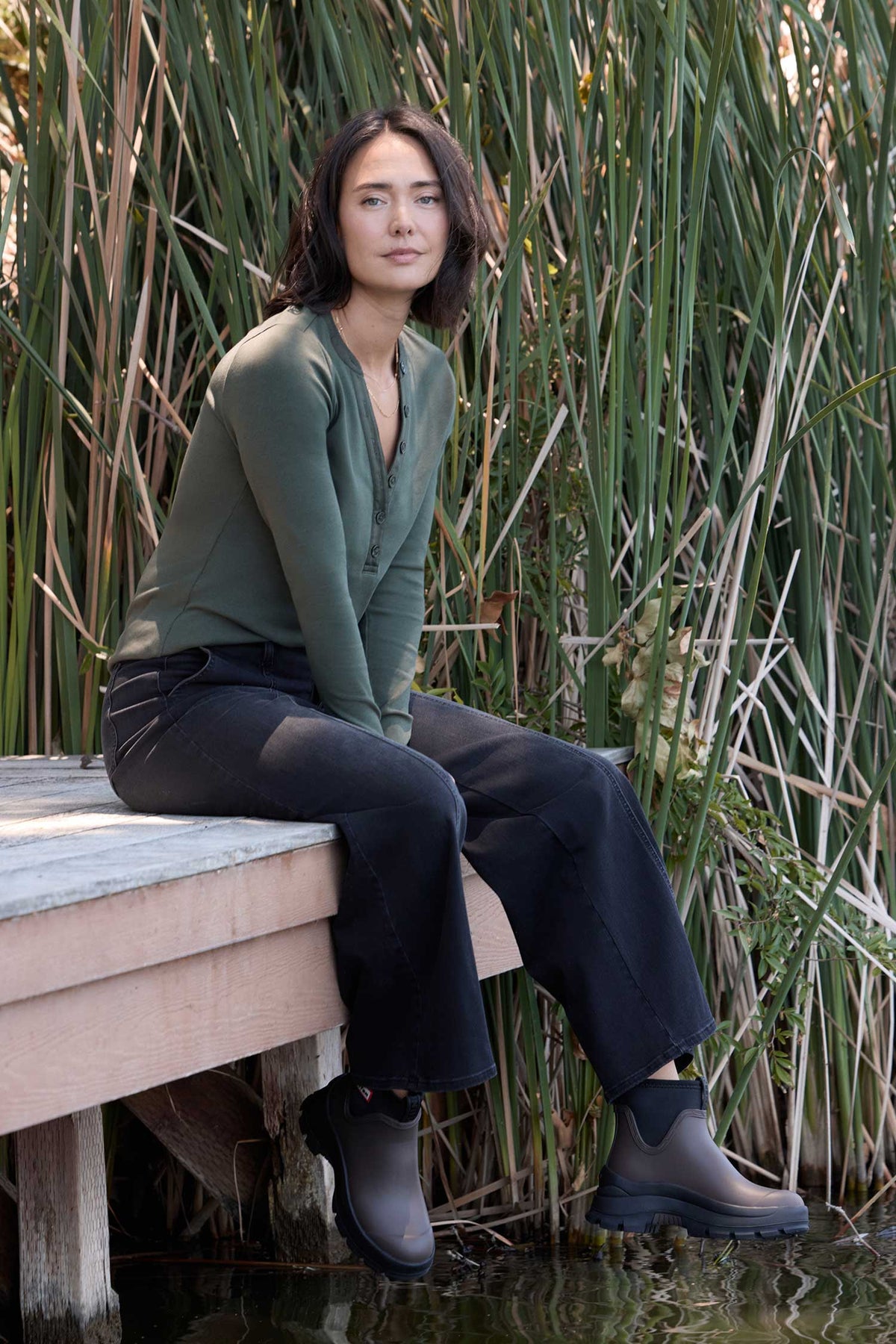 NYDJ Waist-Match™ Simone Wide Leg Jeans With High Rise And Utility Detail - Helleborus