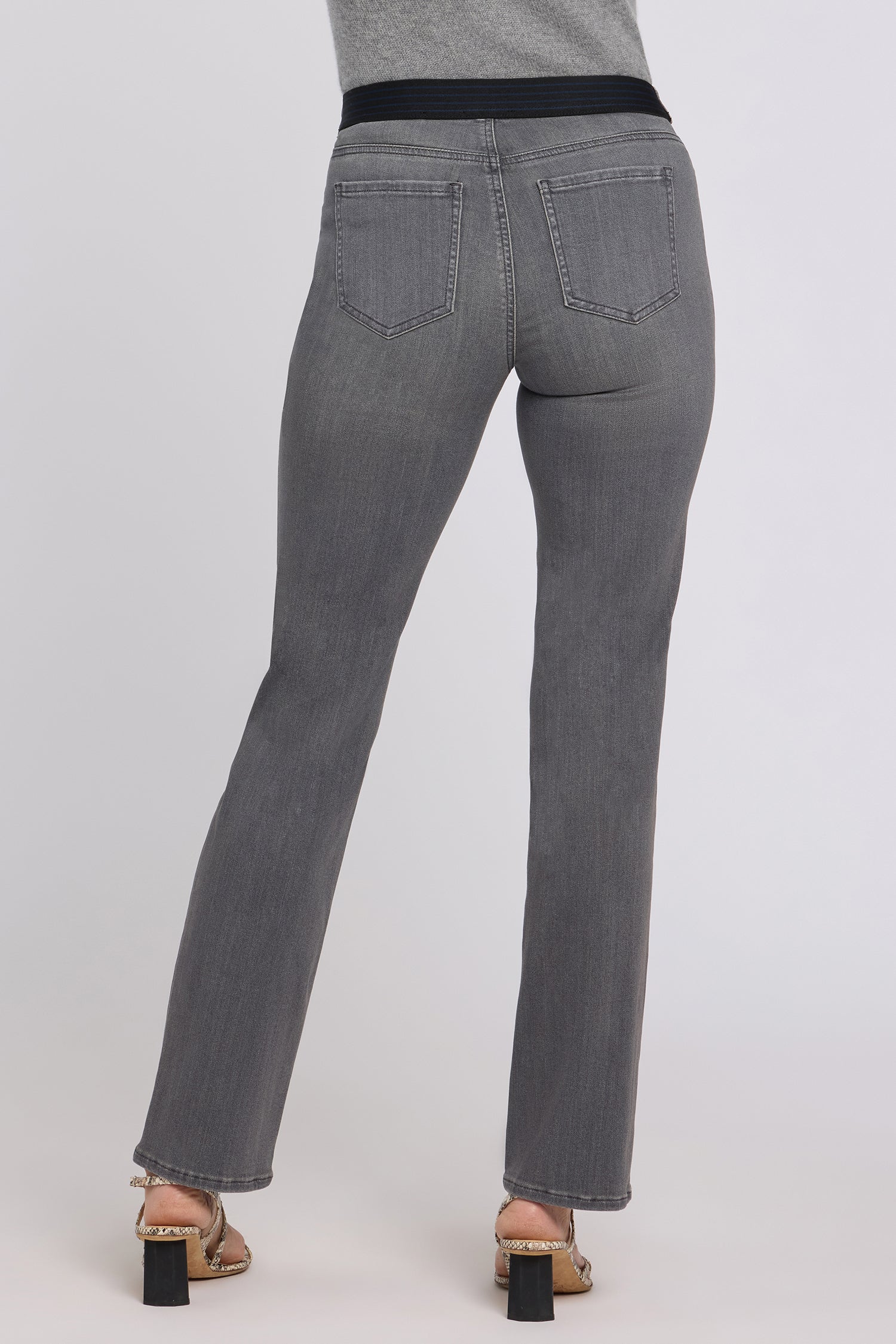 NYDJ No Gapper™ Marilyn Straight Jeans In Sure Stretch® Denim With Striped Stretch Back Waistband - Dusty Ash