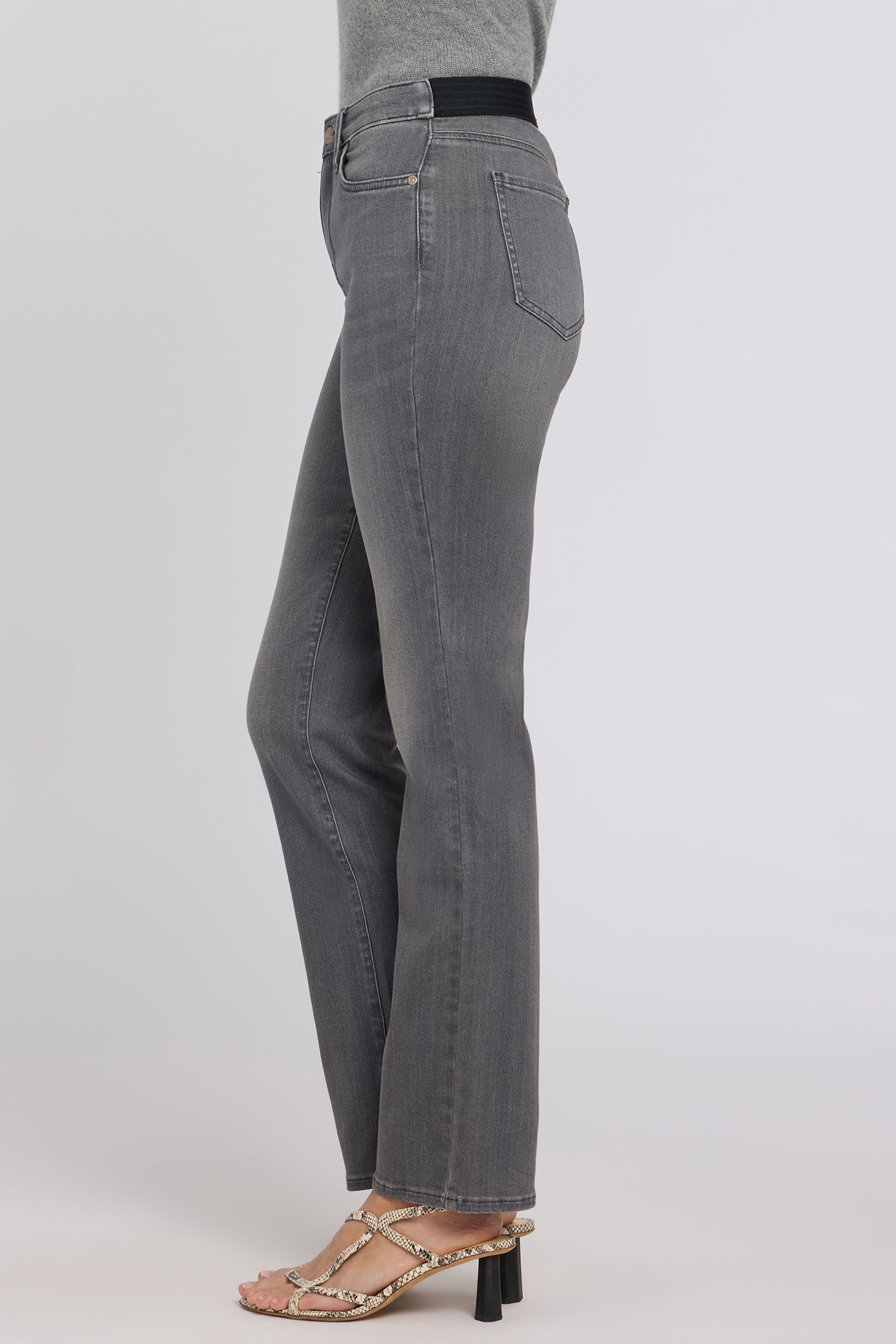 NYDJ No Gapper™ Marilyn Straight Jeans In Sure Stretch® Denim With Striped Stretch Back Waistband - Dusty Ash