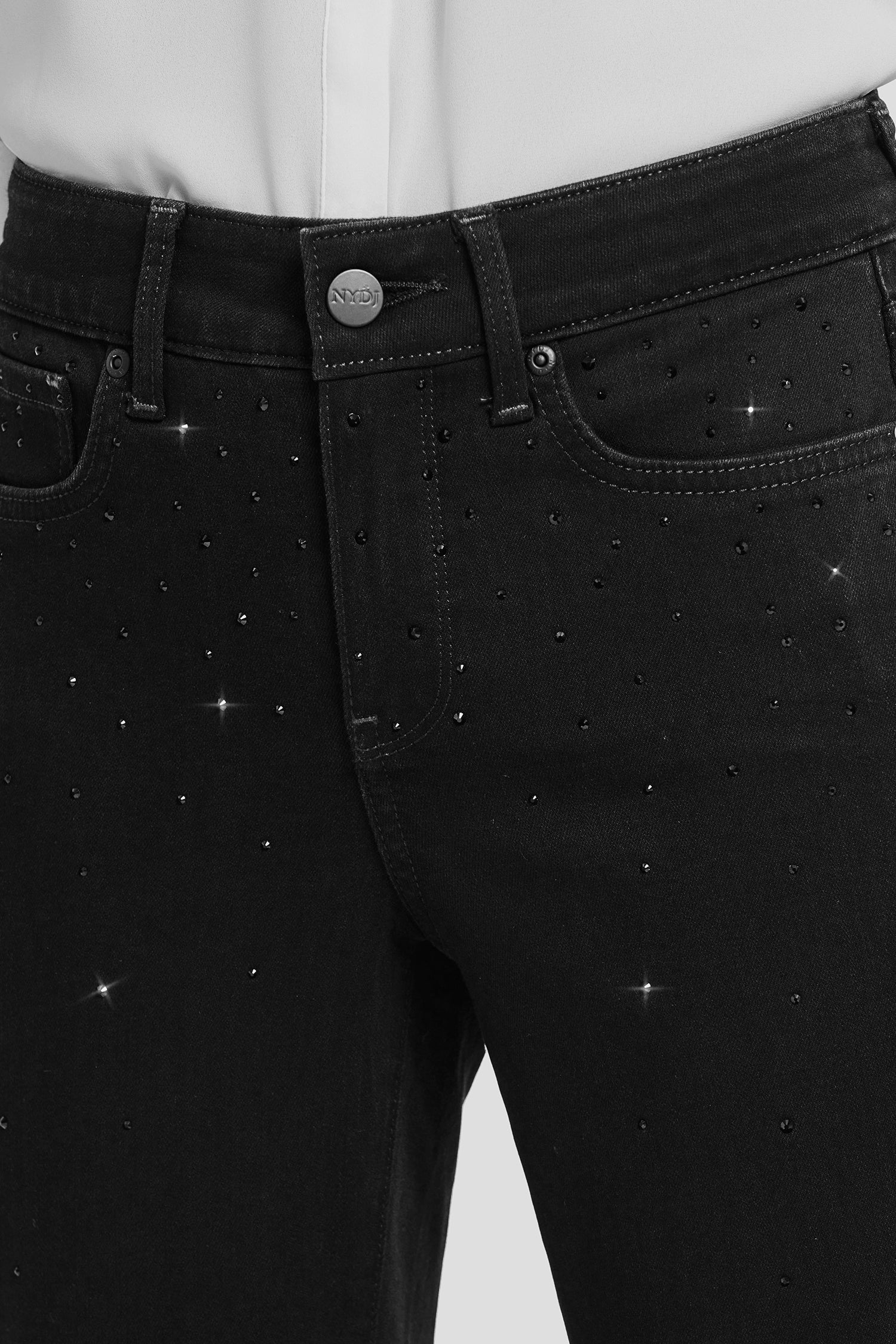 NYDJ Marilyn Straight Jeans In Sure Stretch® Denim With Scattered Stones - Black Rinse