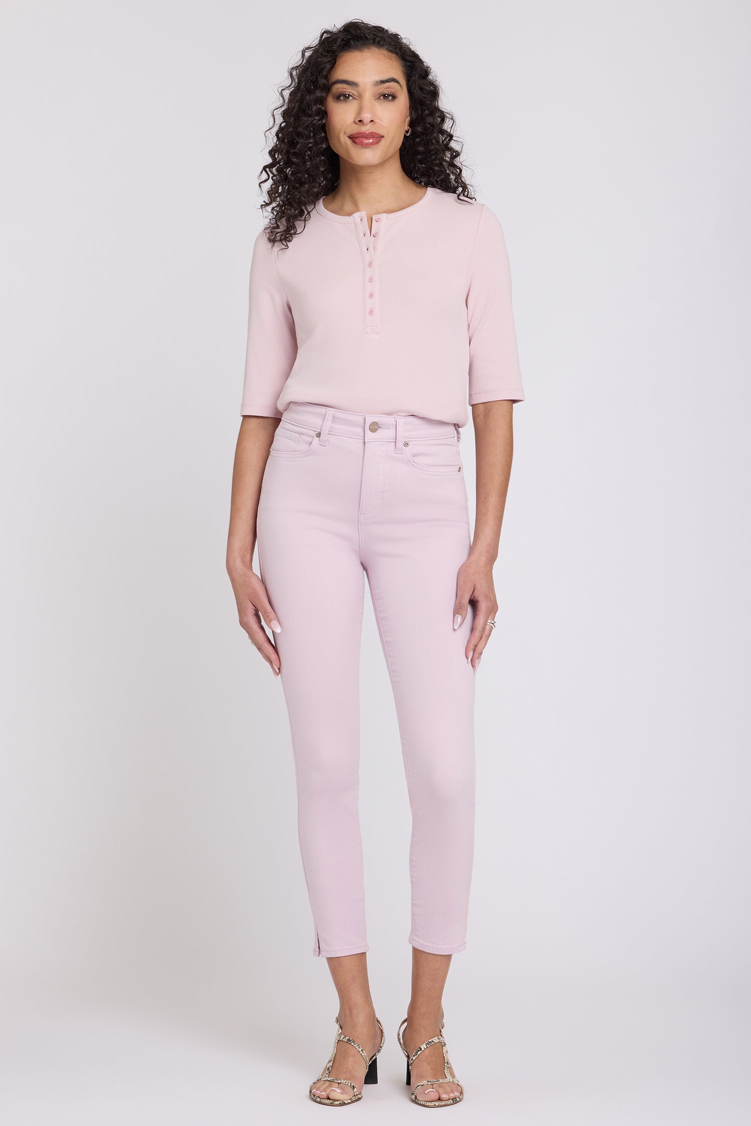 NYDJ Ami Skinny Ankle Jeans In Sure Stretch® Denim With High Rise And Side Slits - Light Lilac