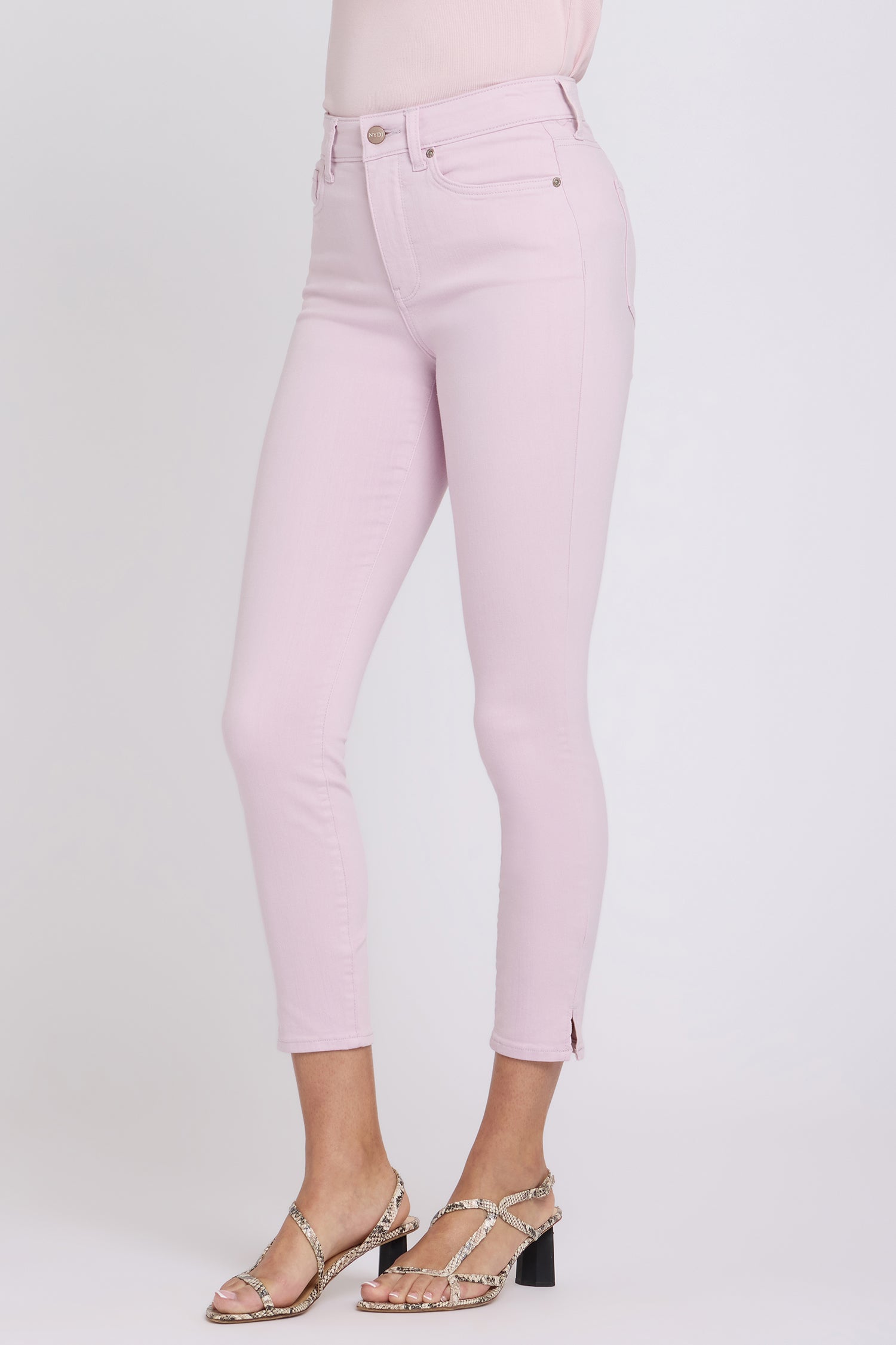 NYDJ Ami Skinny Ankle Jeans In Sure Stretch® Denim With High Rise And Side Slits - Light Lilac