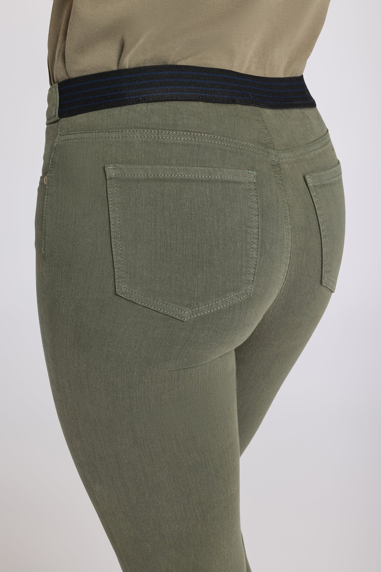 NYDJ No Gapper™ Marilyn Straight Jeans In Sure Stretch® Denim With Striped Stretch Back Waistband - Desert Green