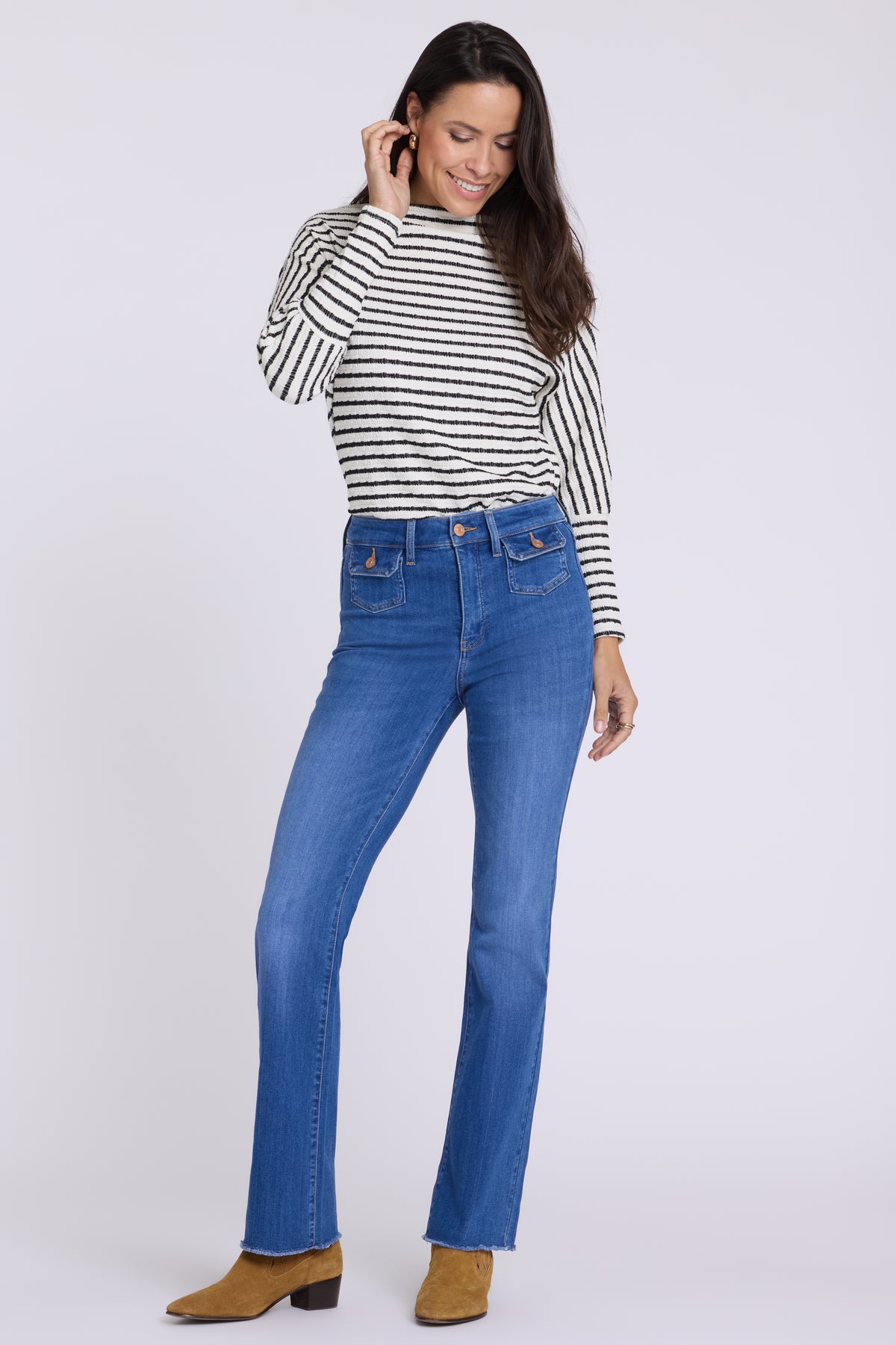 NYDJ Slouchy Open Neck Striped Knit Top by Gibsonlook  - Slouchy Open Neck Striped Knit Top by Gibsonlook