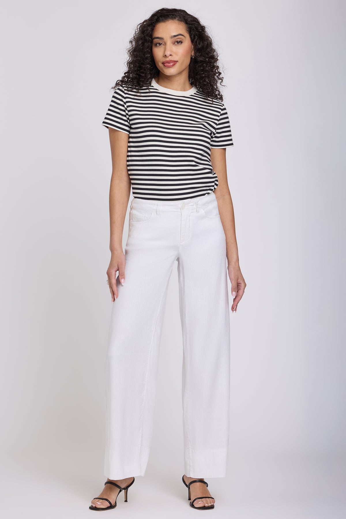 5 Pocket Wide Leg Trouser Pants - Optic White