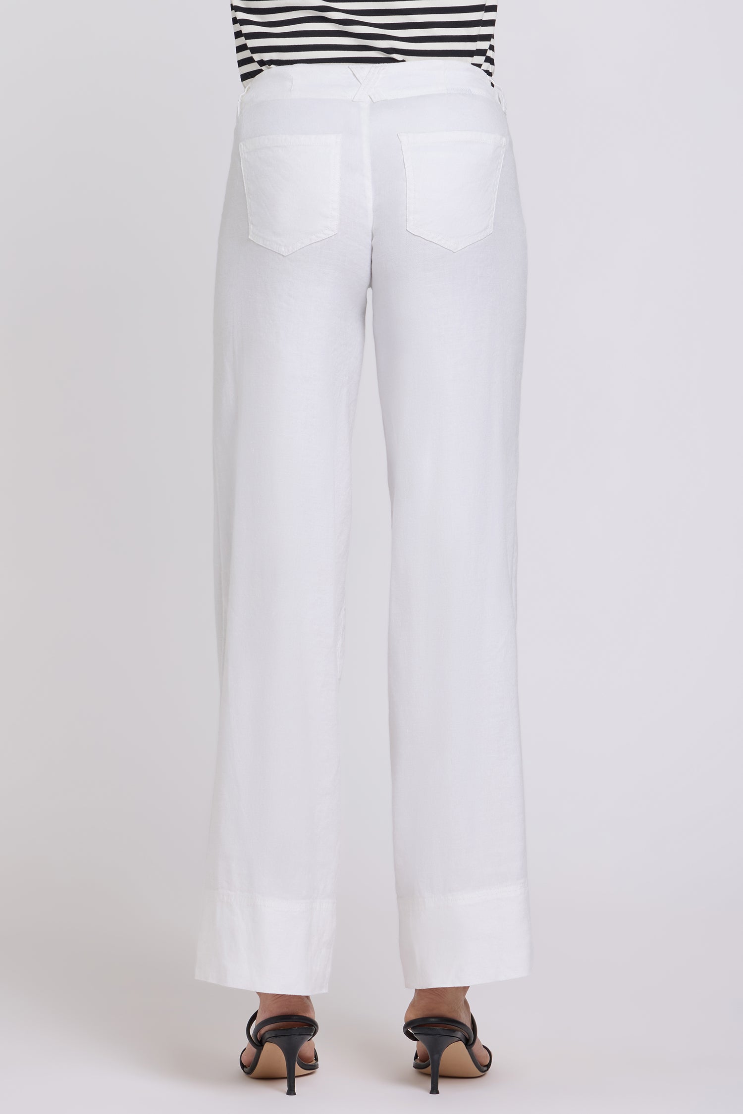 NYDJ 5 Pocket Wide Leg Trouser Pants In Stretch Linen With Super High Rise - Optic White