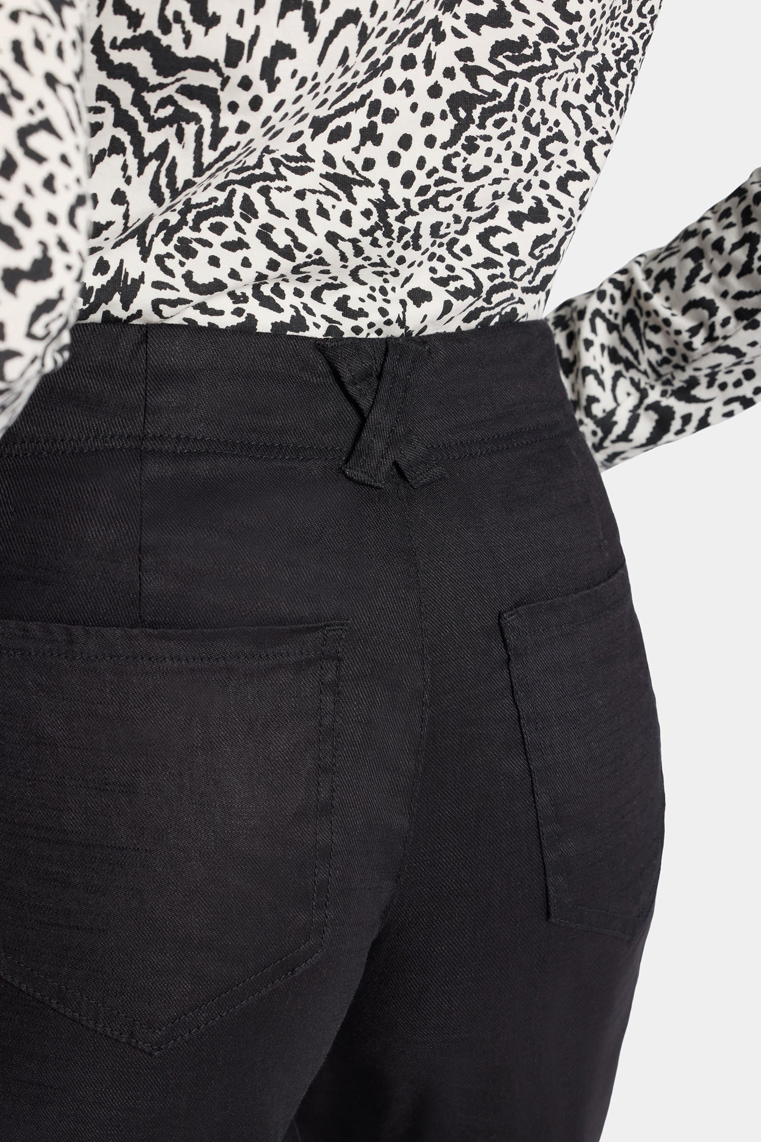 NYDJ 5 Pocket Wide Leg Trouser Pants In Stretch Linen With Super High Rise - Black
