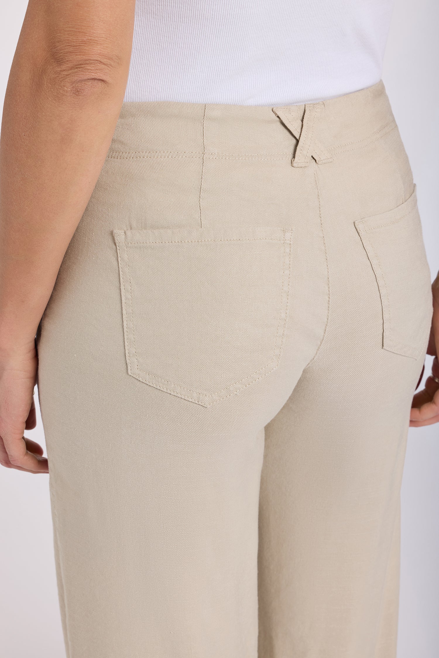 NYDJ 5 Pocket Wide Leg Trouser Pants In Stretch Linen With Super High Rise - Feather
