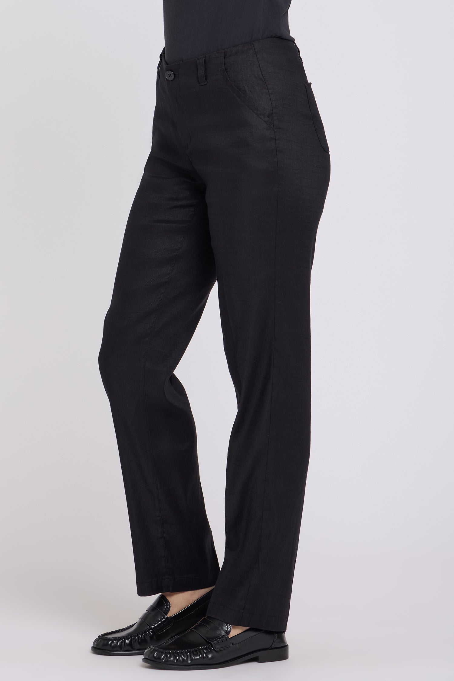 NYDJ Marilyn Straight Pants In Stretch Linen - Black