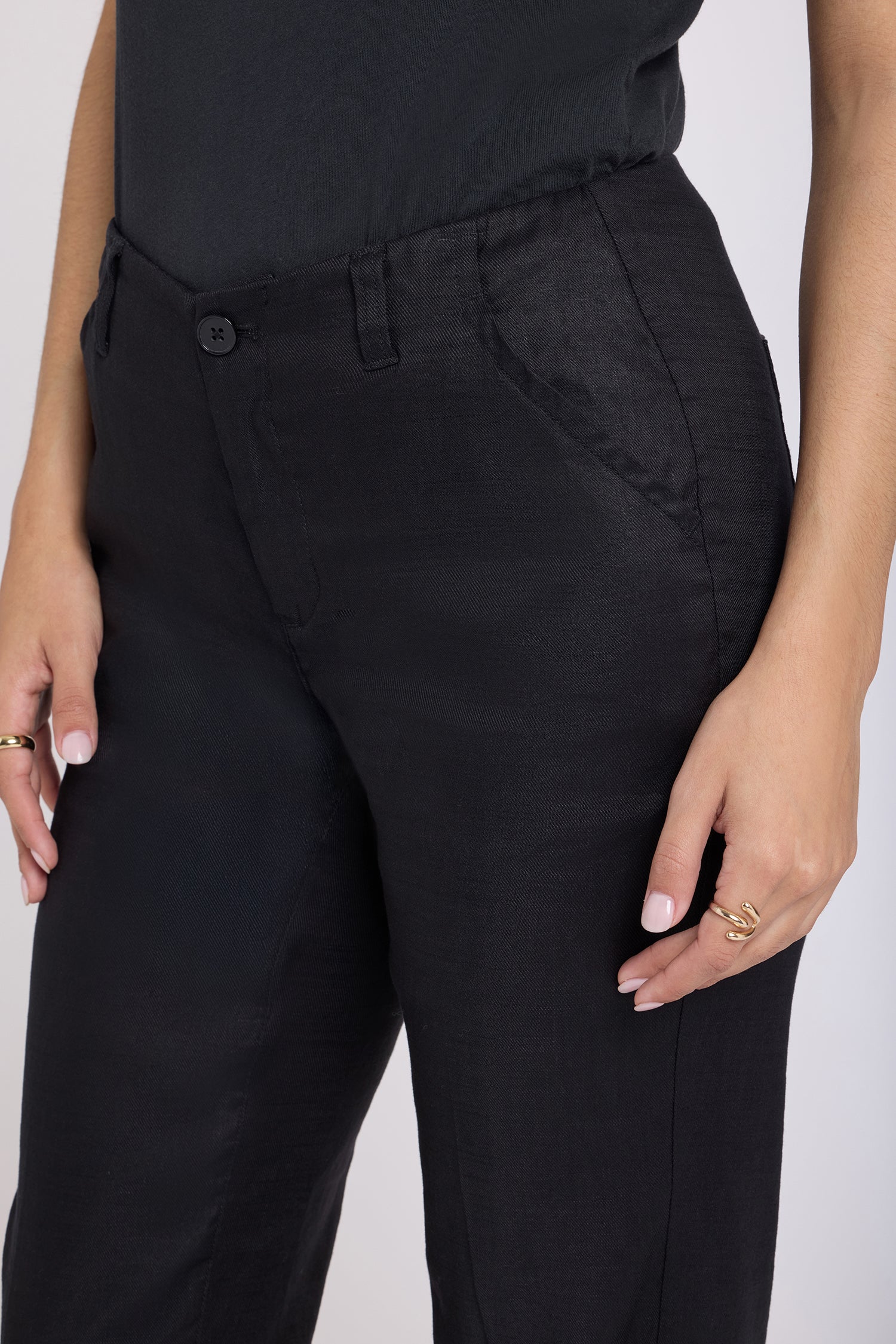 NYDJ Marilyn Straight Pants In Stretch Linen - Black