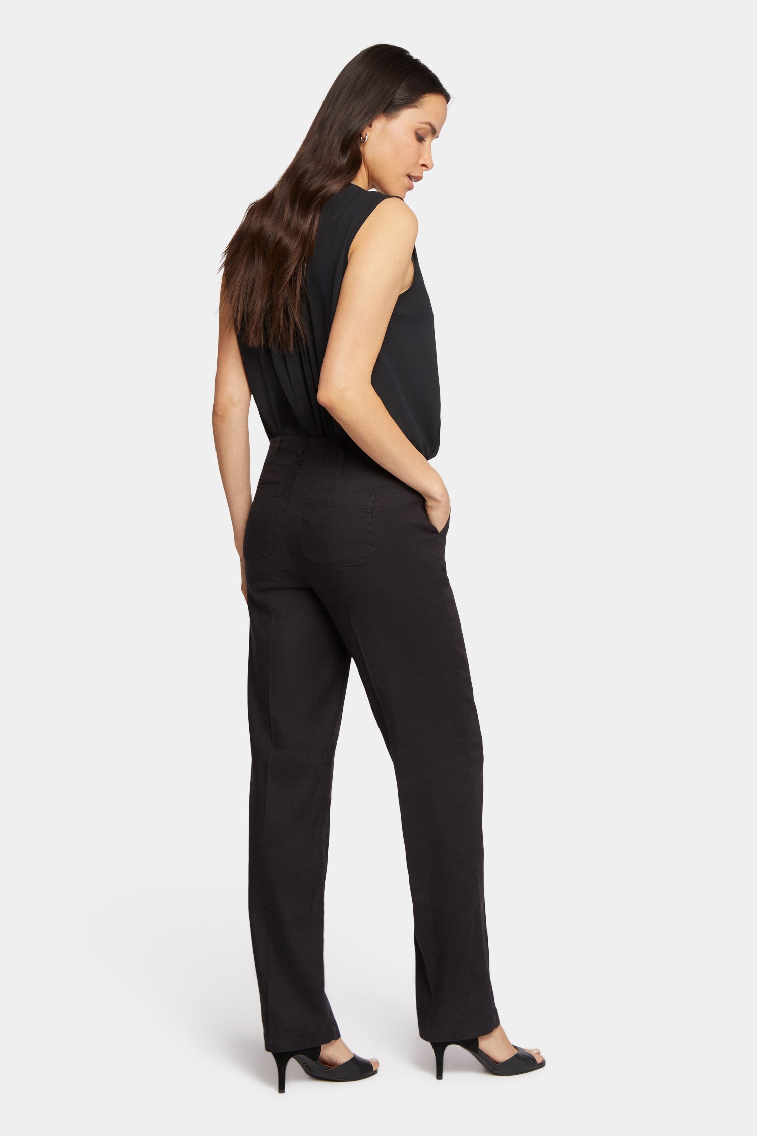 NYDJ Marilyn Straight Pants In Stretch Linen - Black