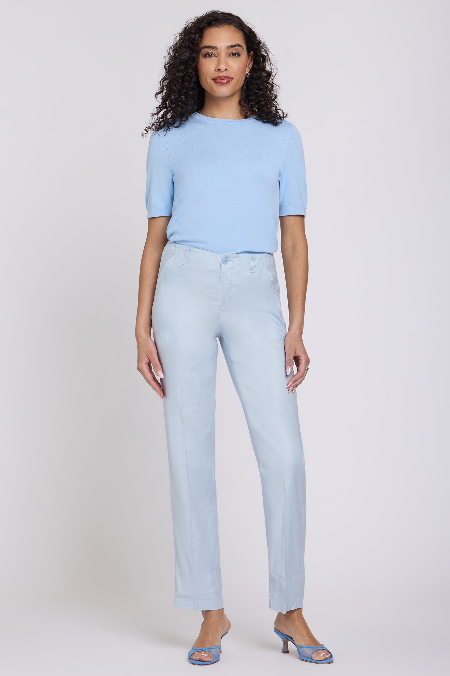 NYDJ Marilyn Straight Pants In Stretch Linen - Blue Clover