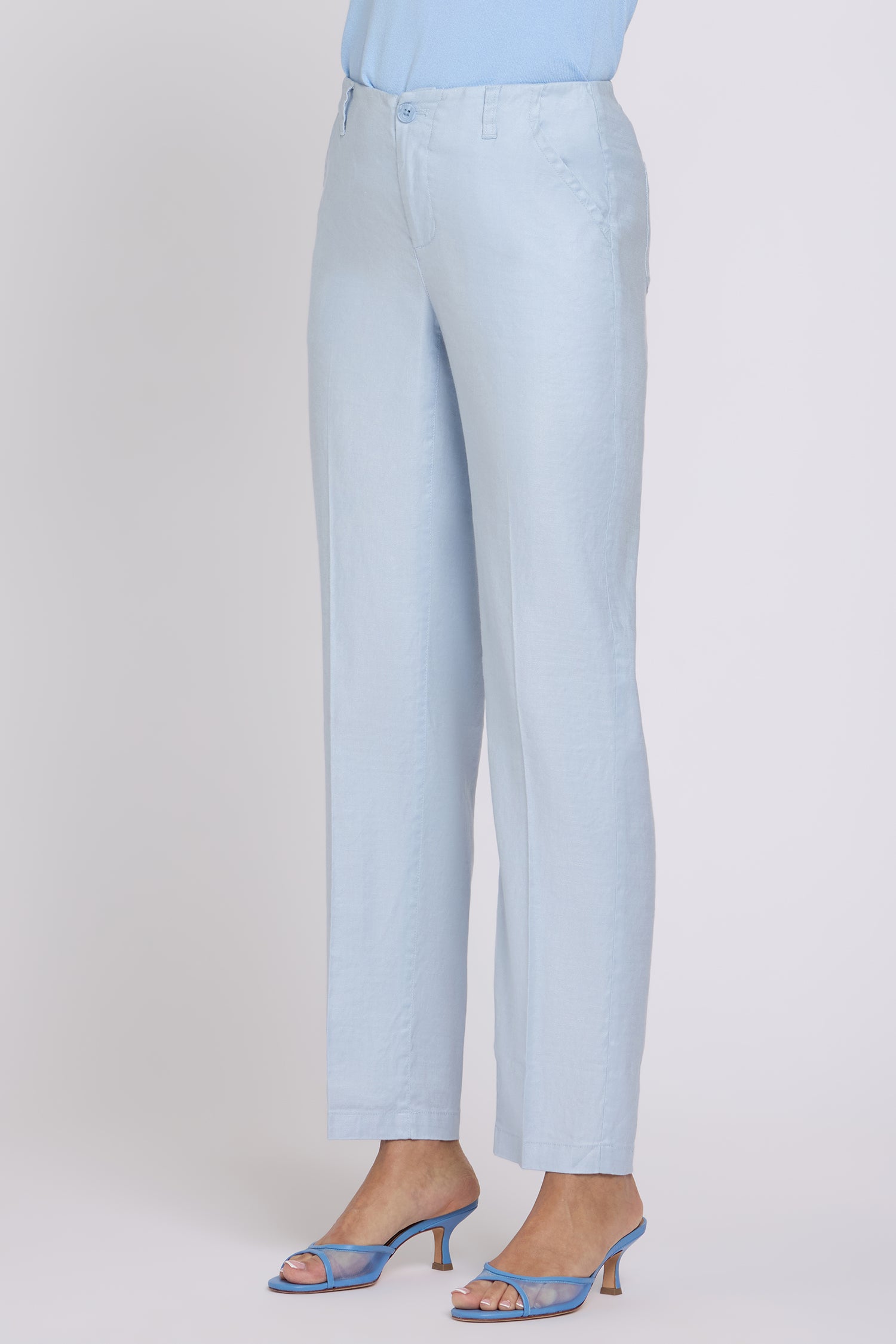 NYDJ Marilyn Straight Pants In Stretch Linen - Blue Clover