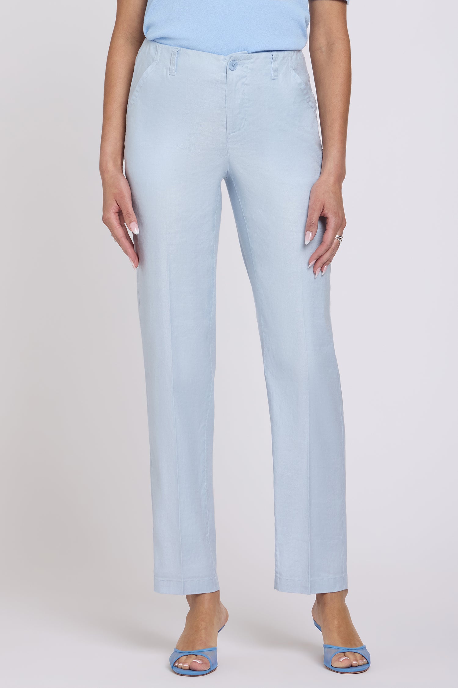 NYDJ Marilyn Straight Pants In Stretch Linen - Blue Clover
