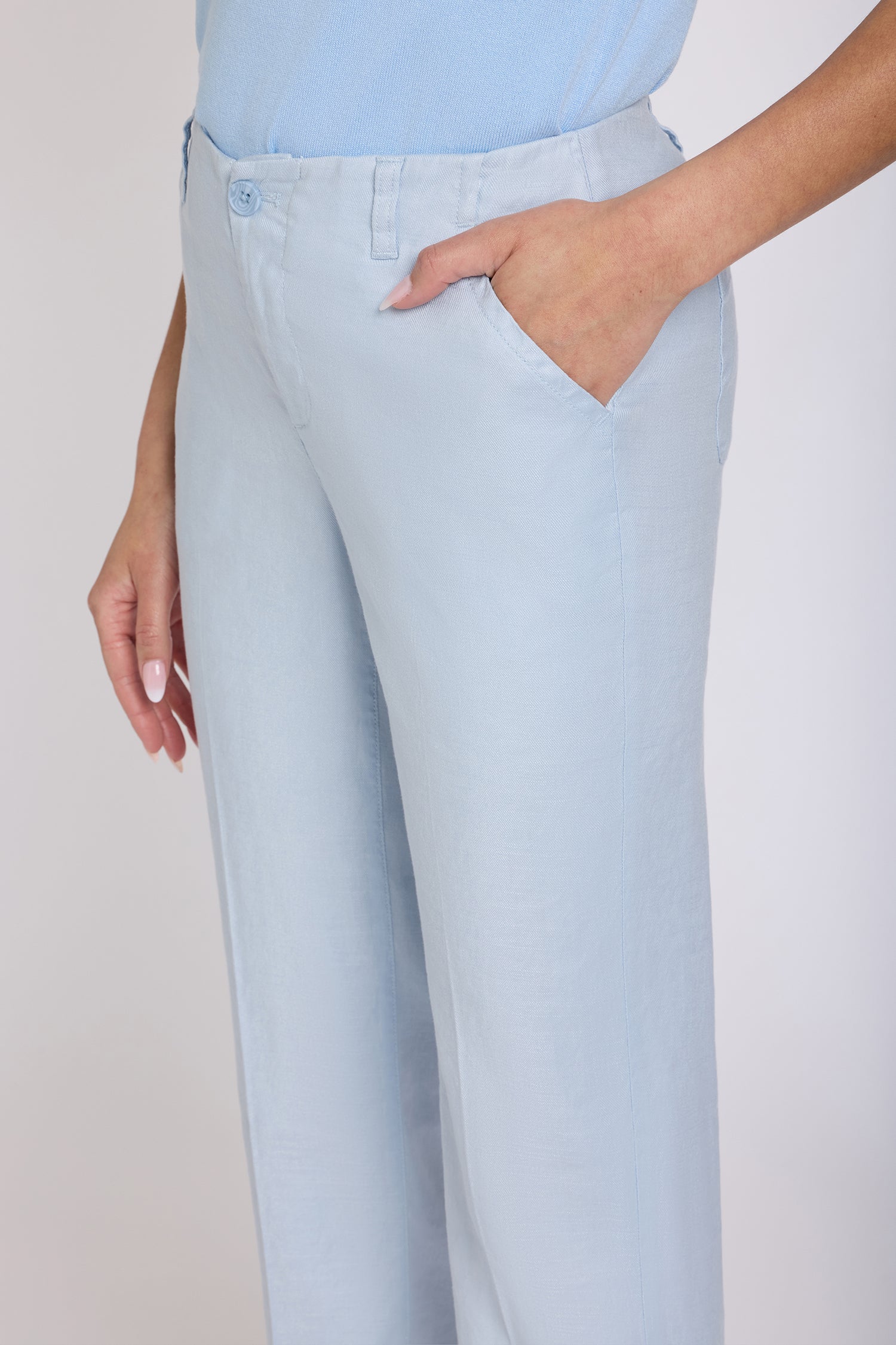 NYDJ Marilyn Straight Pants In Stretch Linen - Blue Clover