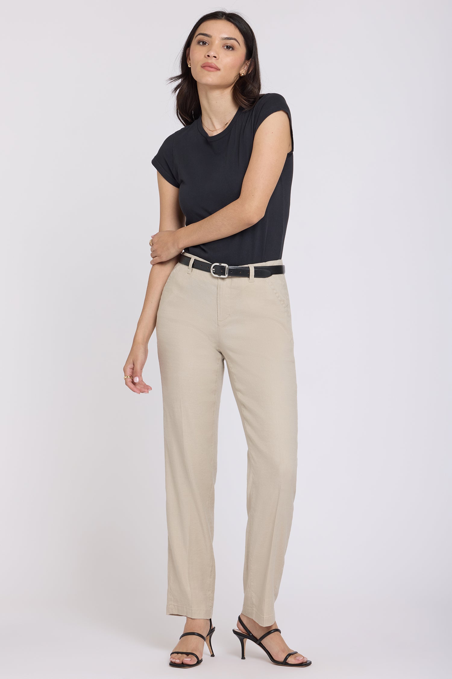 NYDJ Marilyn Straight Pants In Stretch Linen - Feather