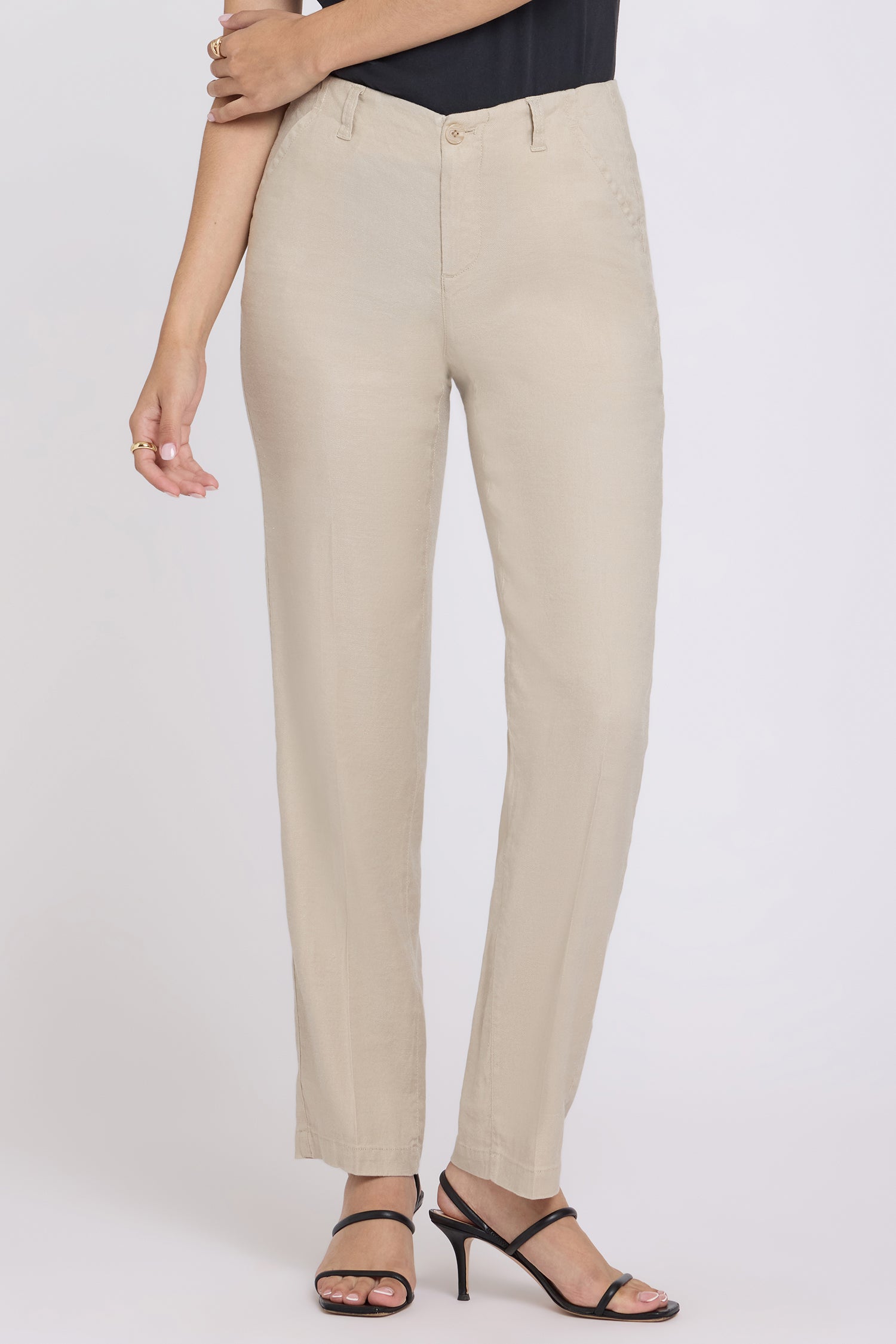 NYDJ Marilyn Straight Pants In Stretch Linen - Feather
