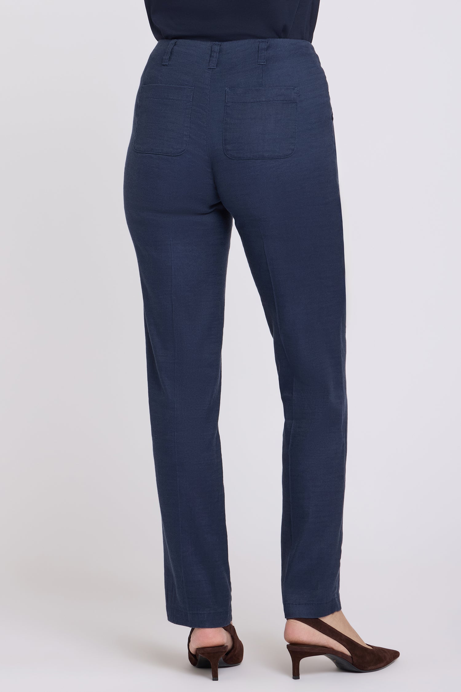 NYDJ Marilyn Straight Pants In Stretch Linen - Oxford Navy