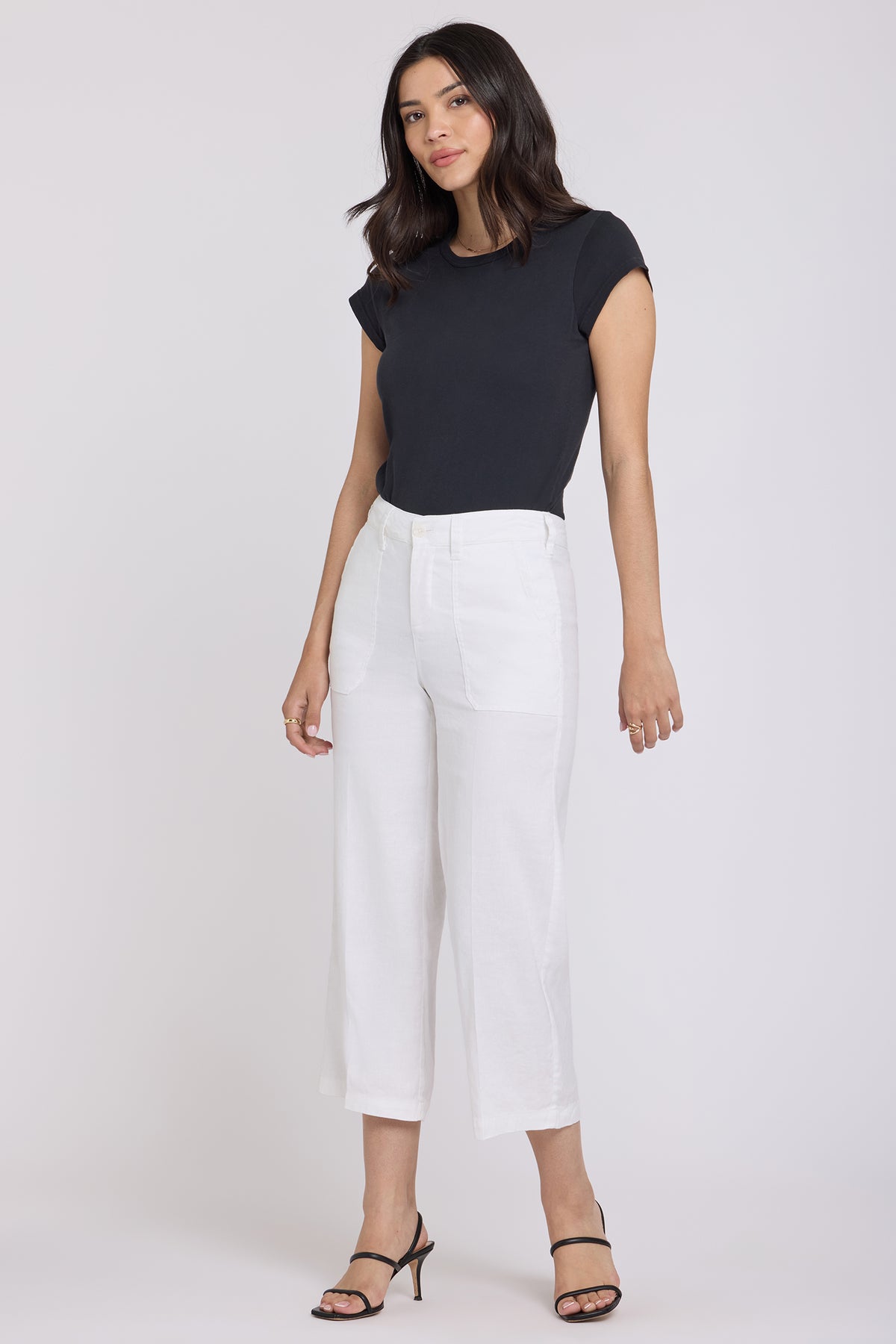 Wide Leg Cargo Capri Pants - Optic White