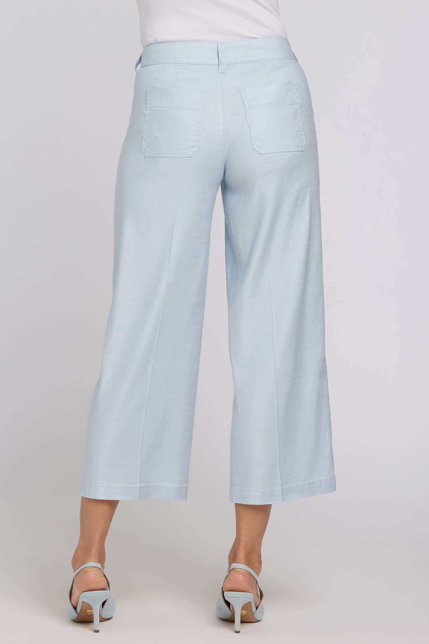 NYDJ Wide Leg Cargo Capri Pants In Stretch Linen - Blue Clover