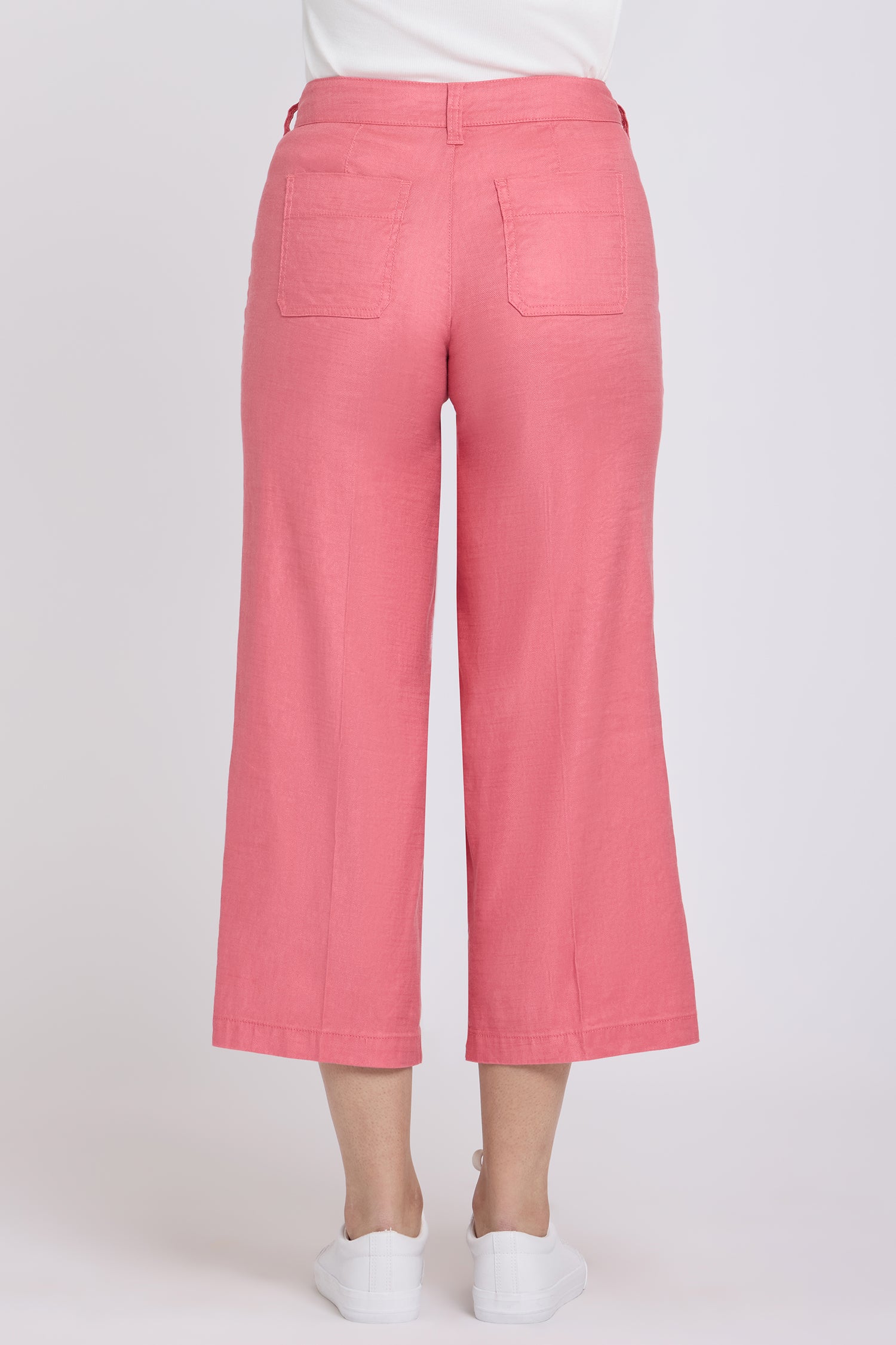 NYDJ Wide Leg Cargo Capri Pants In Stretch Linen - Desert Rose