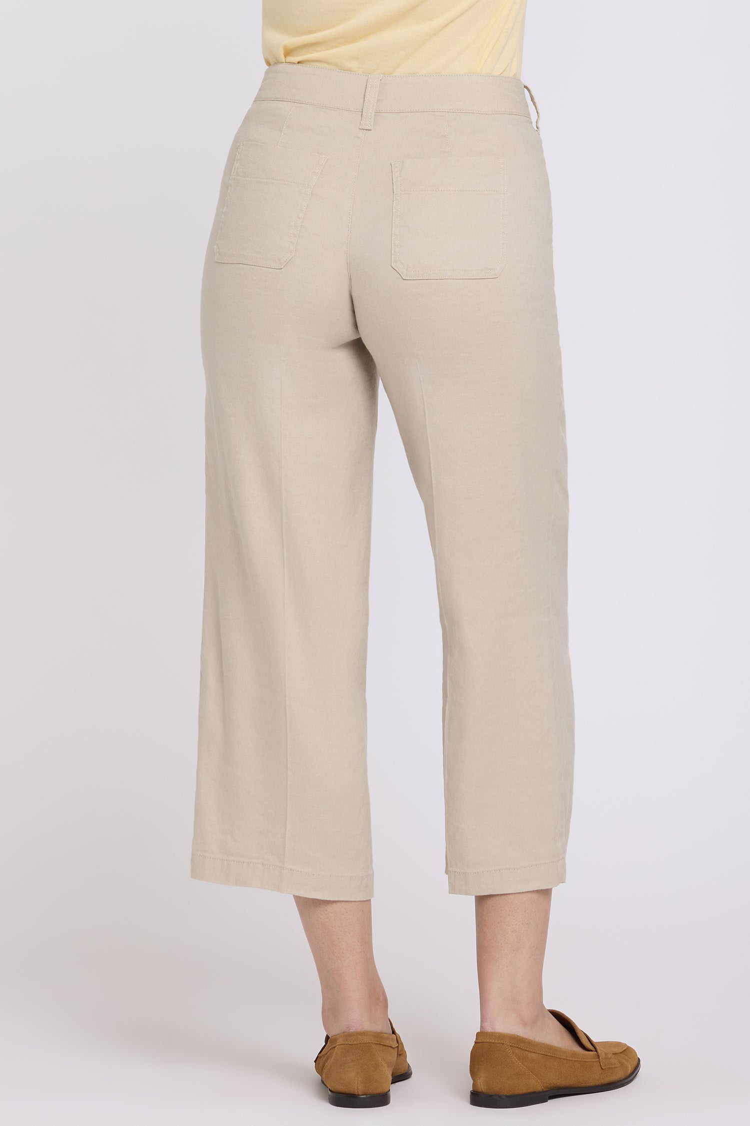 NYDJ Wide Leg Cargo Capri Pants In Stretch Linen - Feather