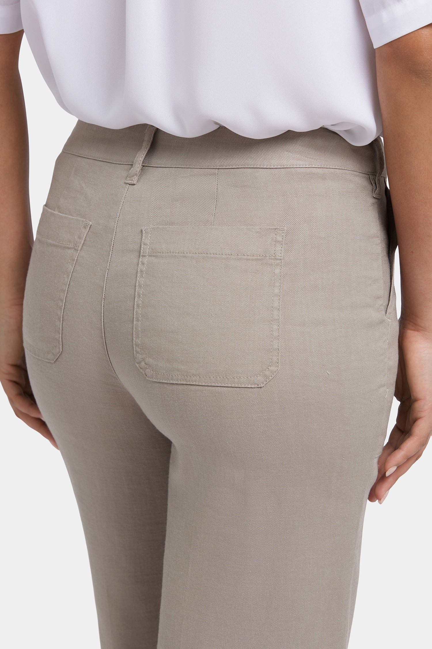 NYDJ Wide Leg Cargo Capri Pants In Stretch Linen - Saddlewood