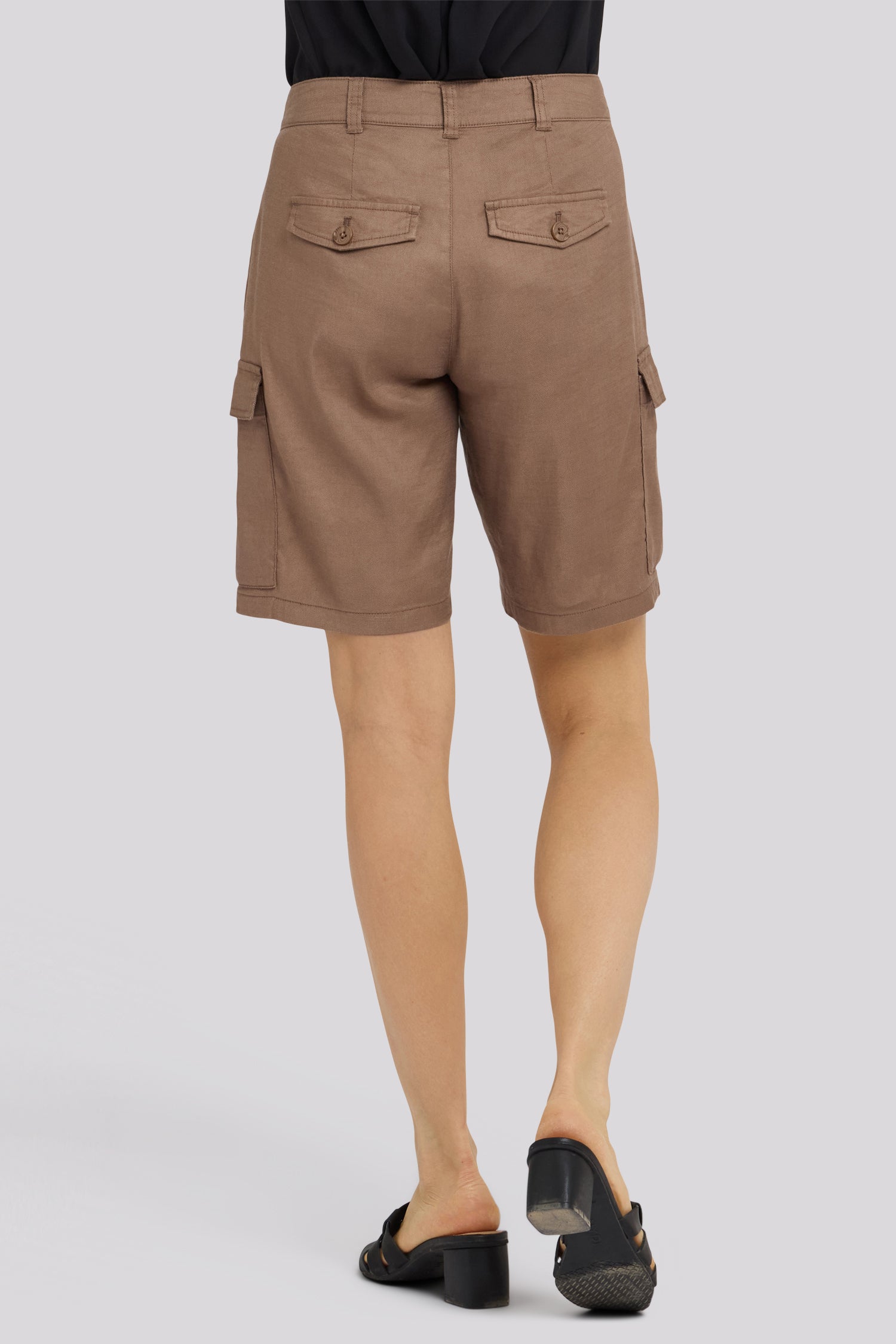 NYDJ Cargo Bermuda Shorts With High Rise In Stretch Linen - Toasted Coconut