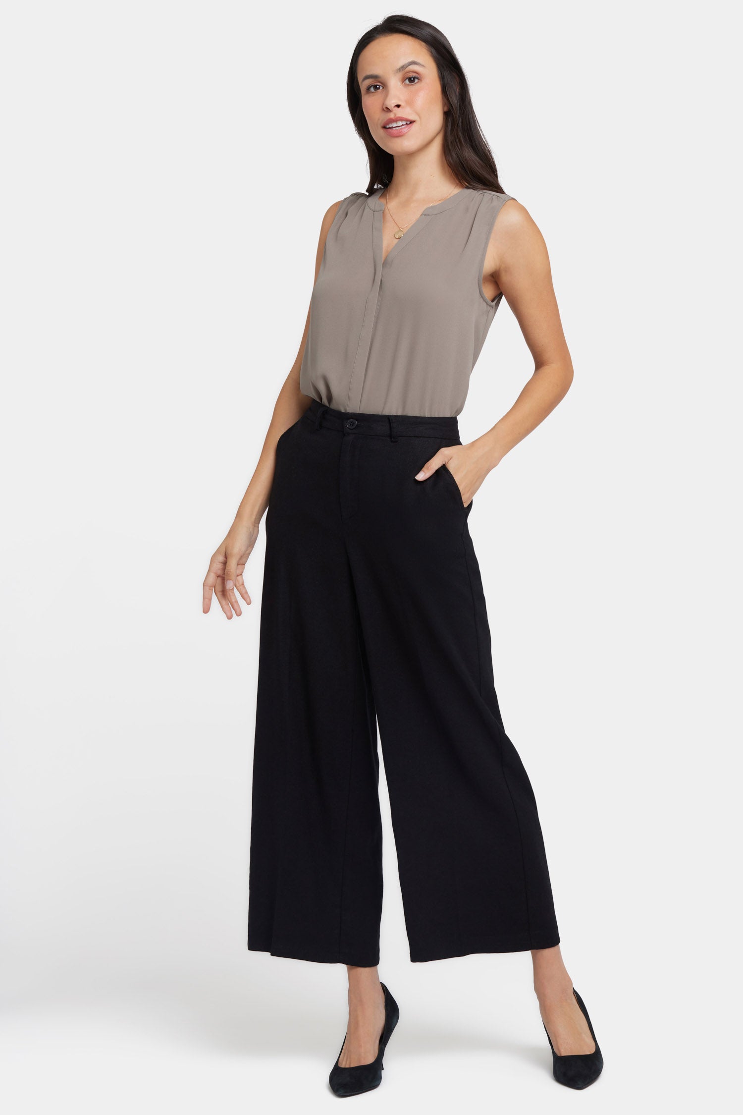 NYDJ Morgan Trouser Pants In Stretch Linen - Black