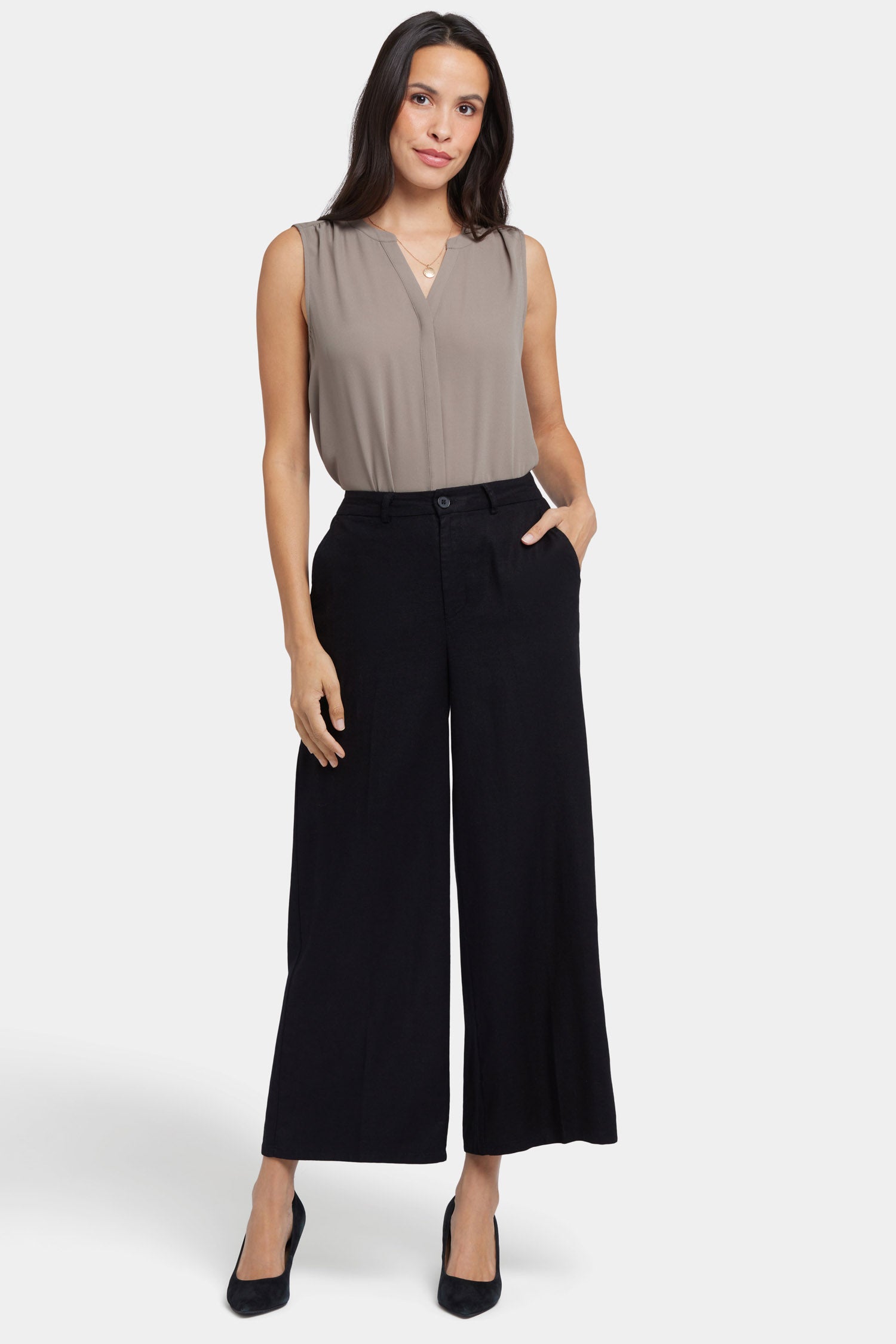 NYDJ Morgan Trouser Pants In Stretch Linen - Black