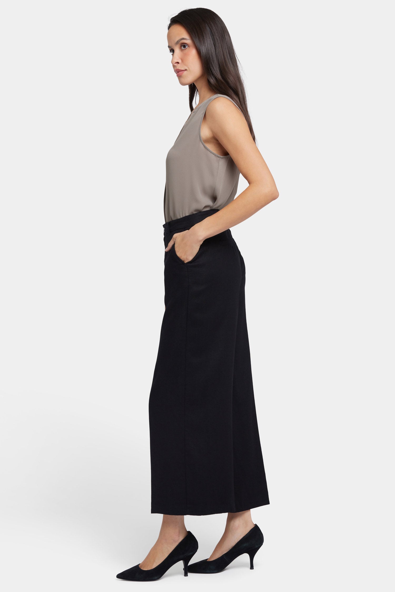 NYDJ Morgan Trouser Pants In Stretch Linen - Black
