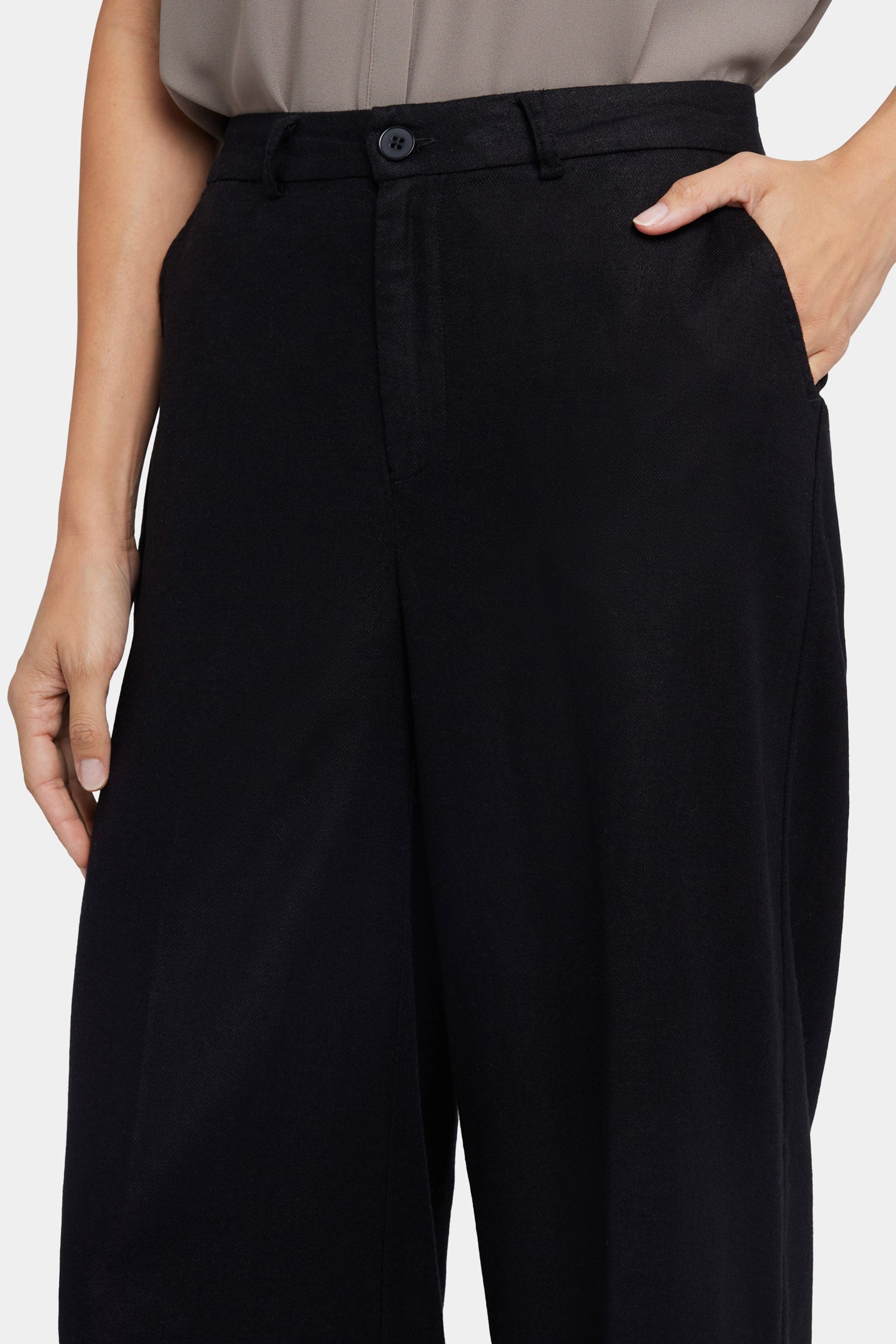 NYDJ Morgan Trouser Pants In Stretch Linen - Black
