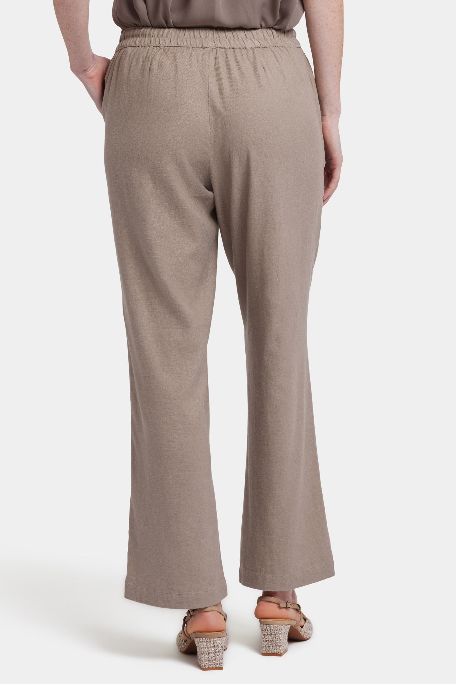 NYDJ Relaxed Drawstring Pull-On Pants In Stretch Linen - Saddlewood