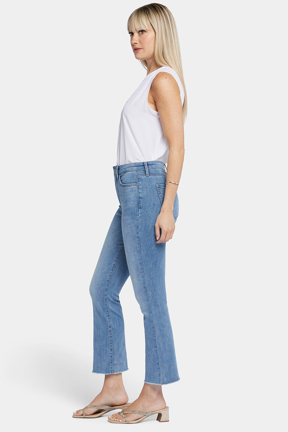 NYDJ Slim Bootcut Ankle Jeans In Cool Embrace® Denim With High Rise And Frayed Hems - Crescent Shore