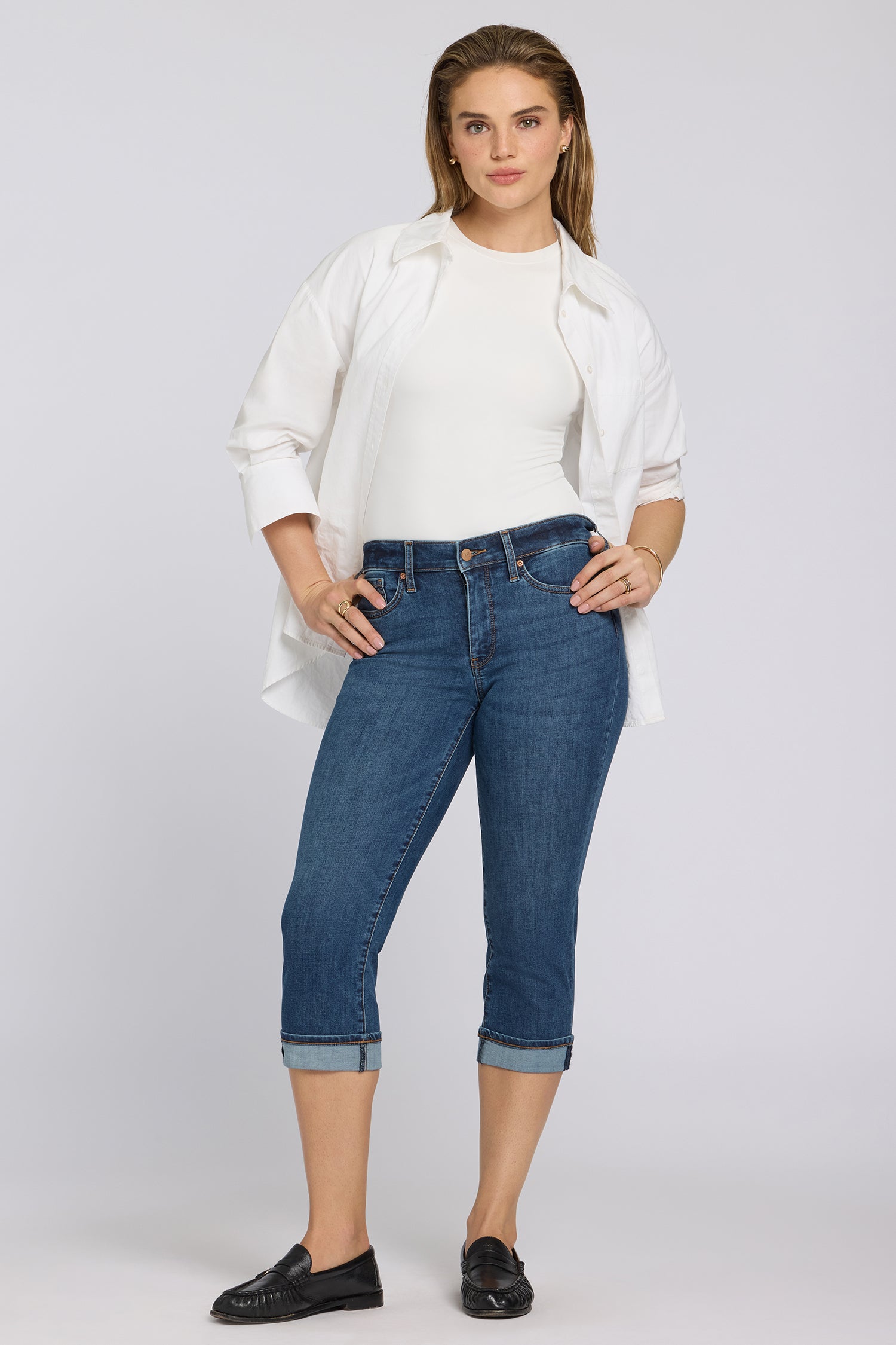 NYDJ Marilyn Straight Crop Jeans In Cool Embrace® Denim With Cuffs - Sunset Villa