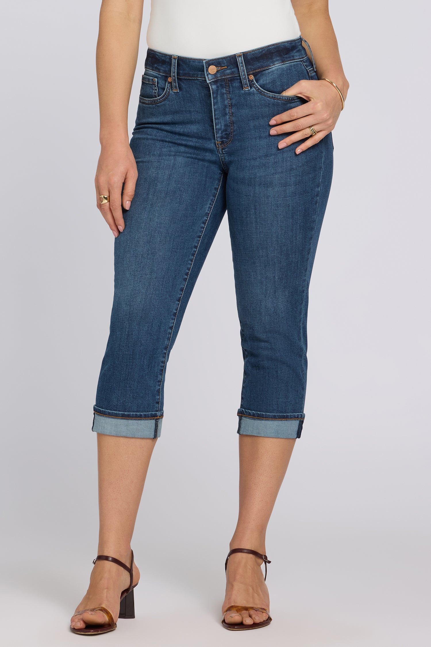 NYDJ Marilyn Straight Crop Jeans In Cool Embrace® Denim With Cuffs - Sunset Villa