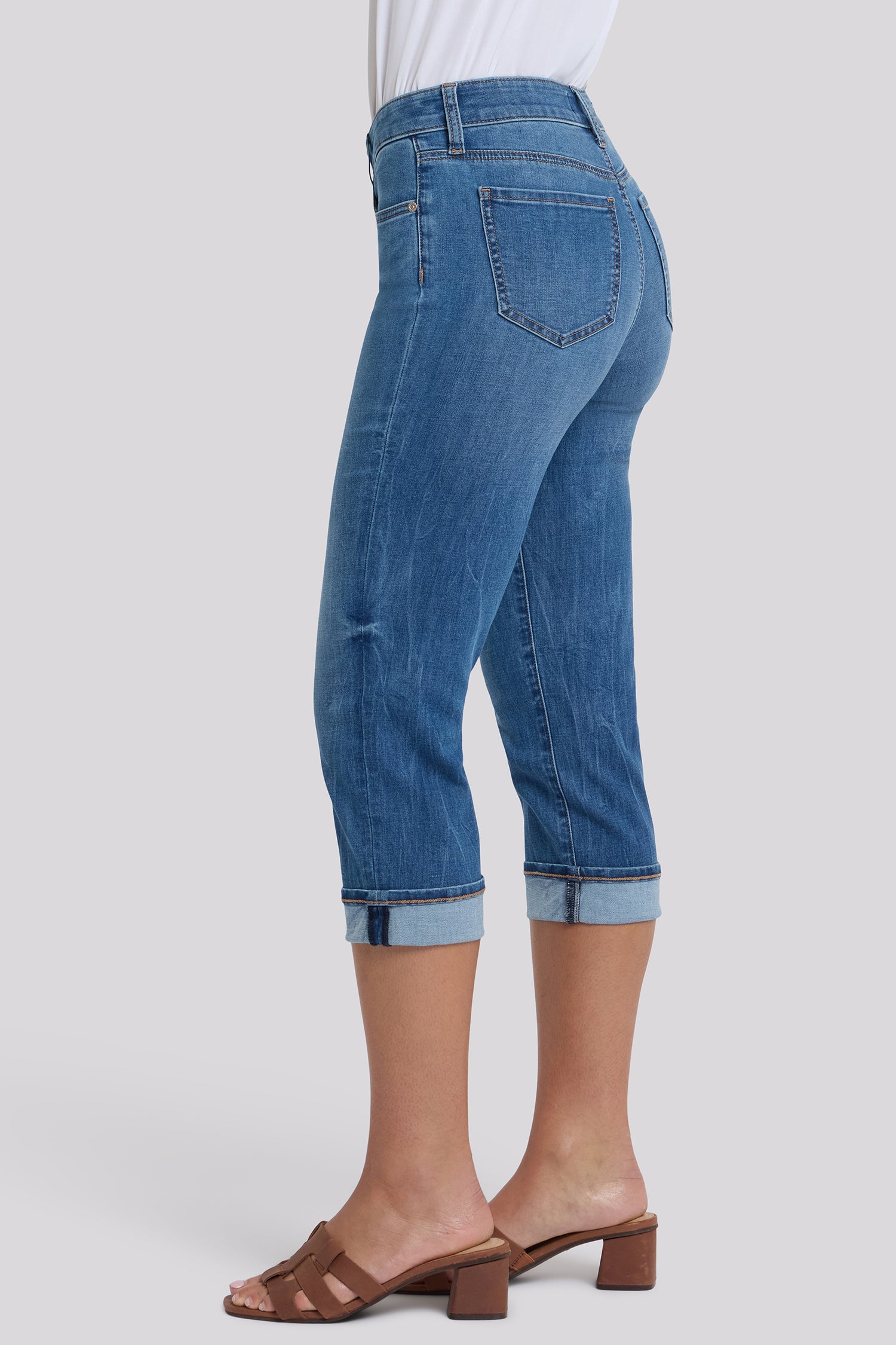 NYDJ Marilyn Straight Crop Jeans In Cool Embrace® Denim With Cuffs - Wild River