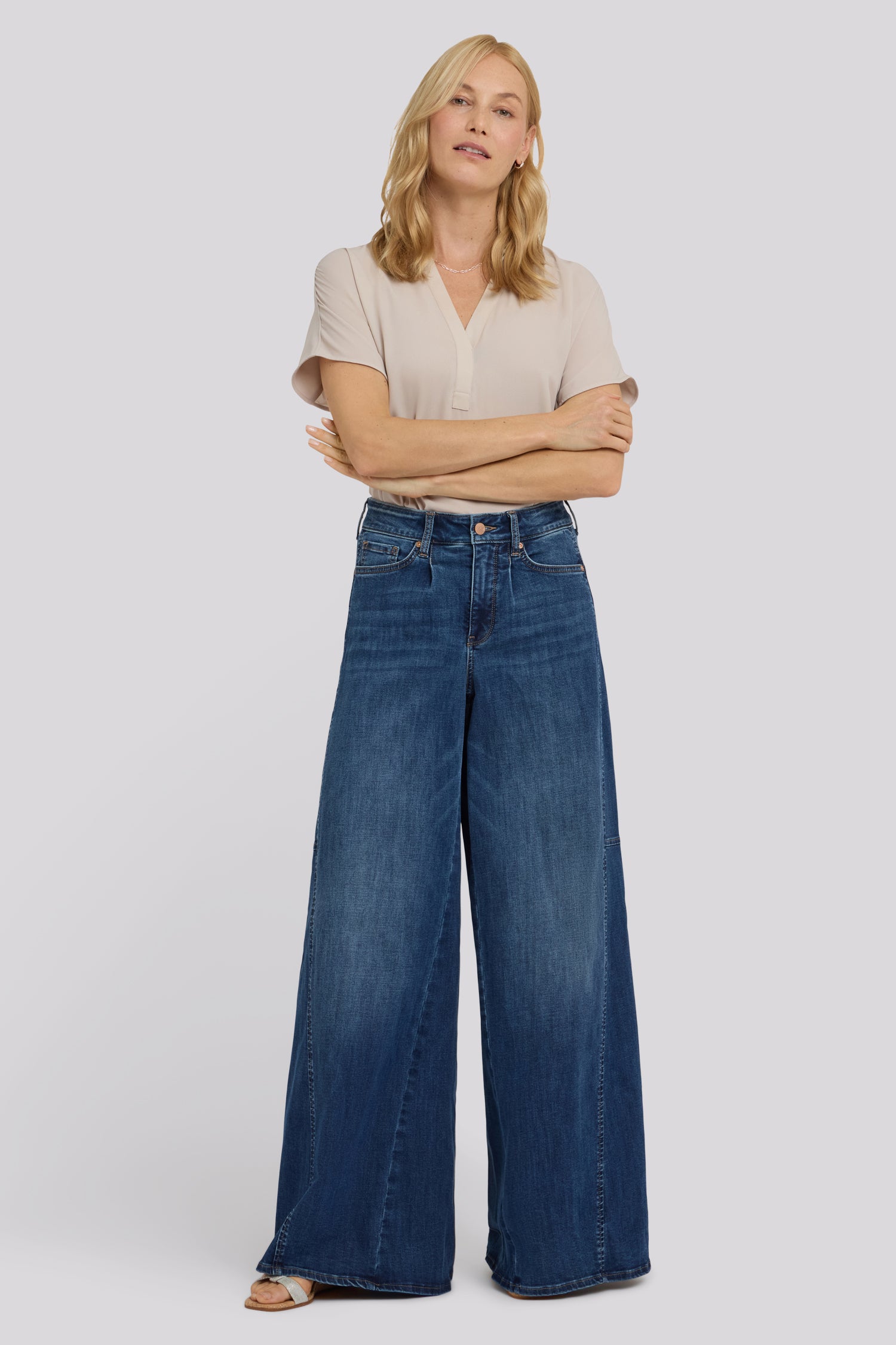 NYDJ Nova Super Wide Leg Jeans In Cool Embrace® Denim With Side Gussets - Blue Mirage
