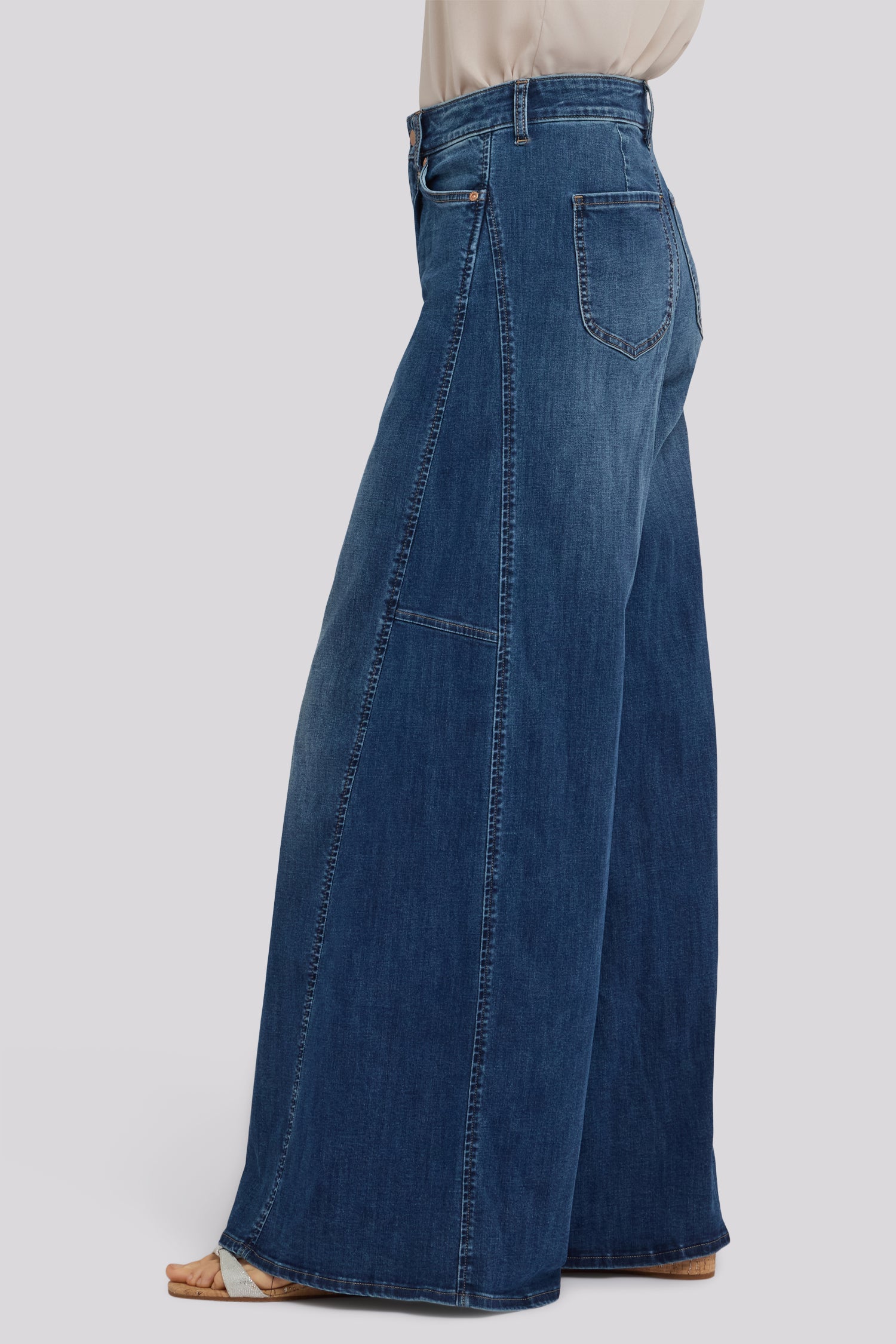 NYDJ Nova Super Wide Leg Jeans In Cool Embrace® Denim With Side Gussets - Blue Mirage