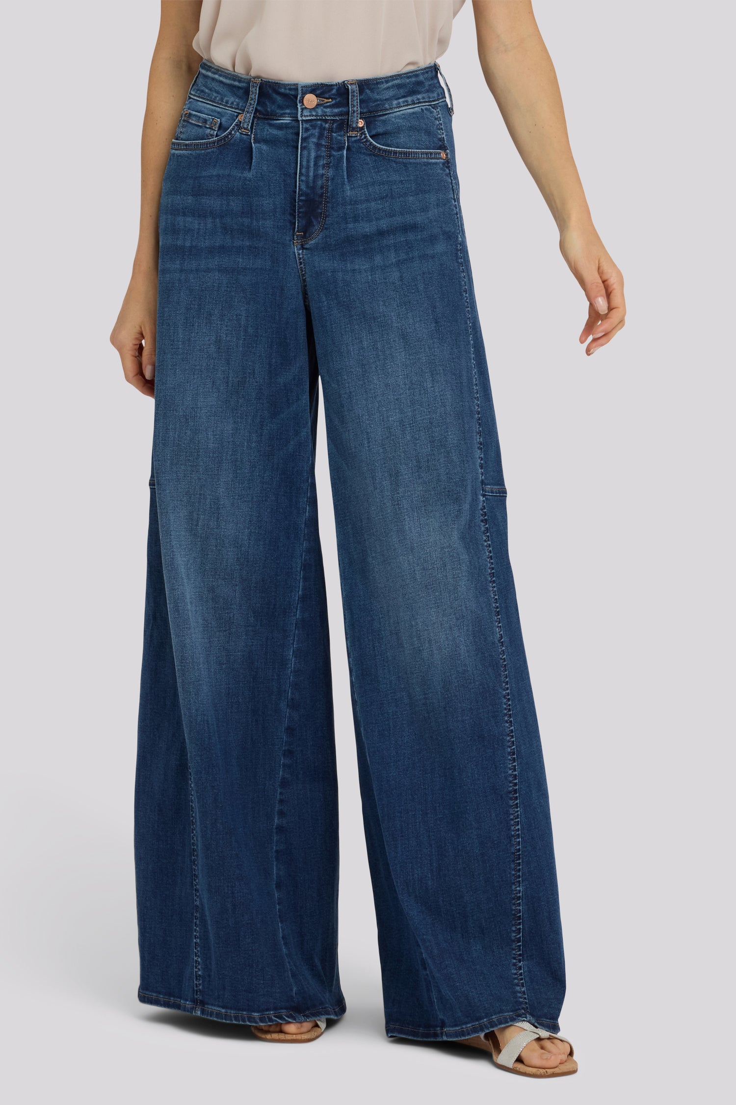 NYDJ Nova Super Wide Leg Jeans In Cool Embrace® Denim With Side Gussets - Blue Mirage