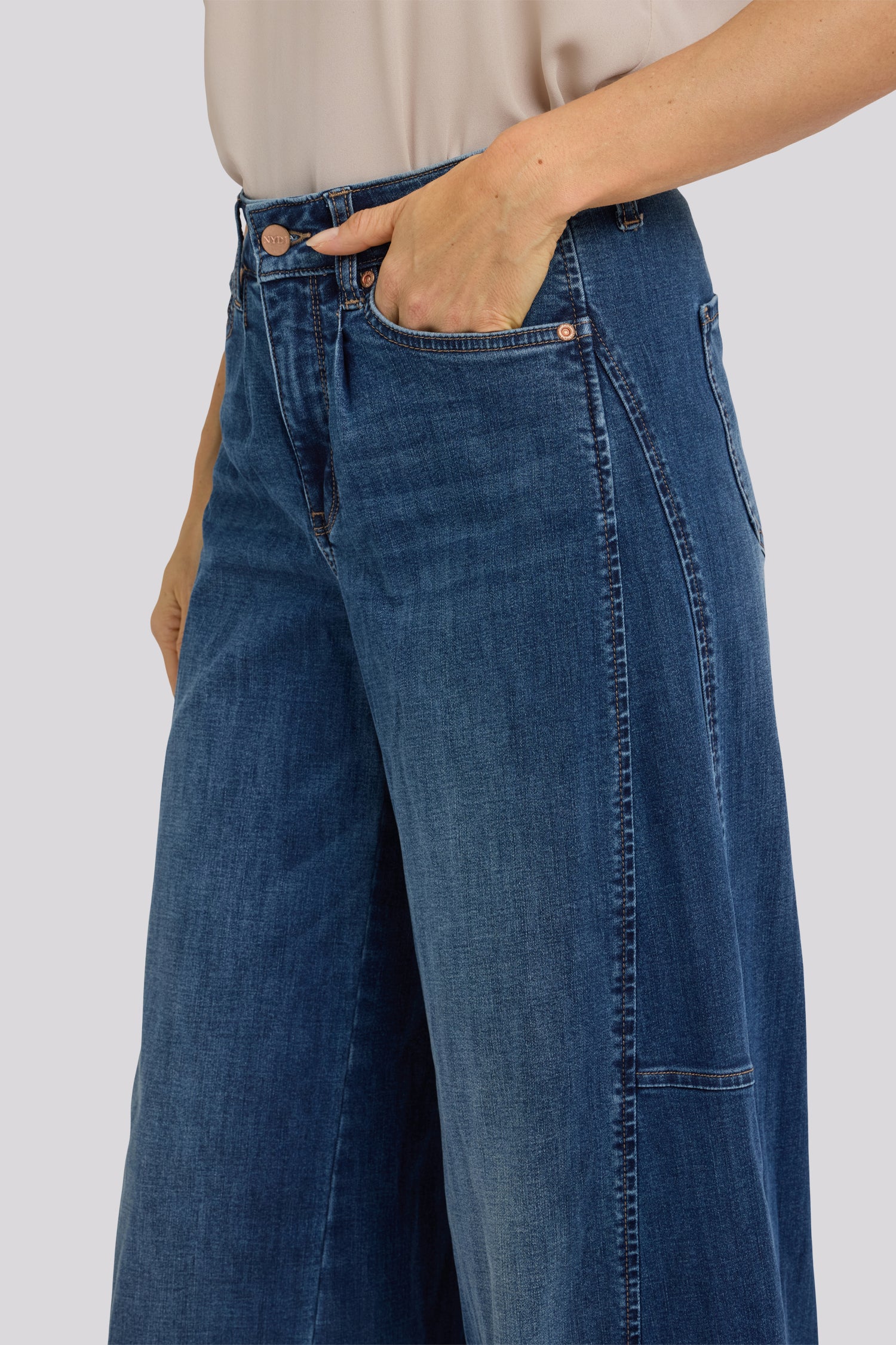 NYDJ Nova Super Wide Leg Jeans In Cool Embrace® Denim With Side Gussets - Blue Mirage